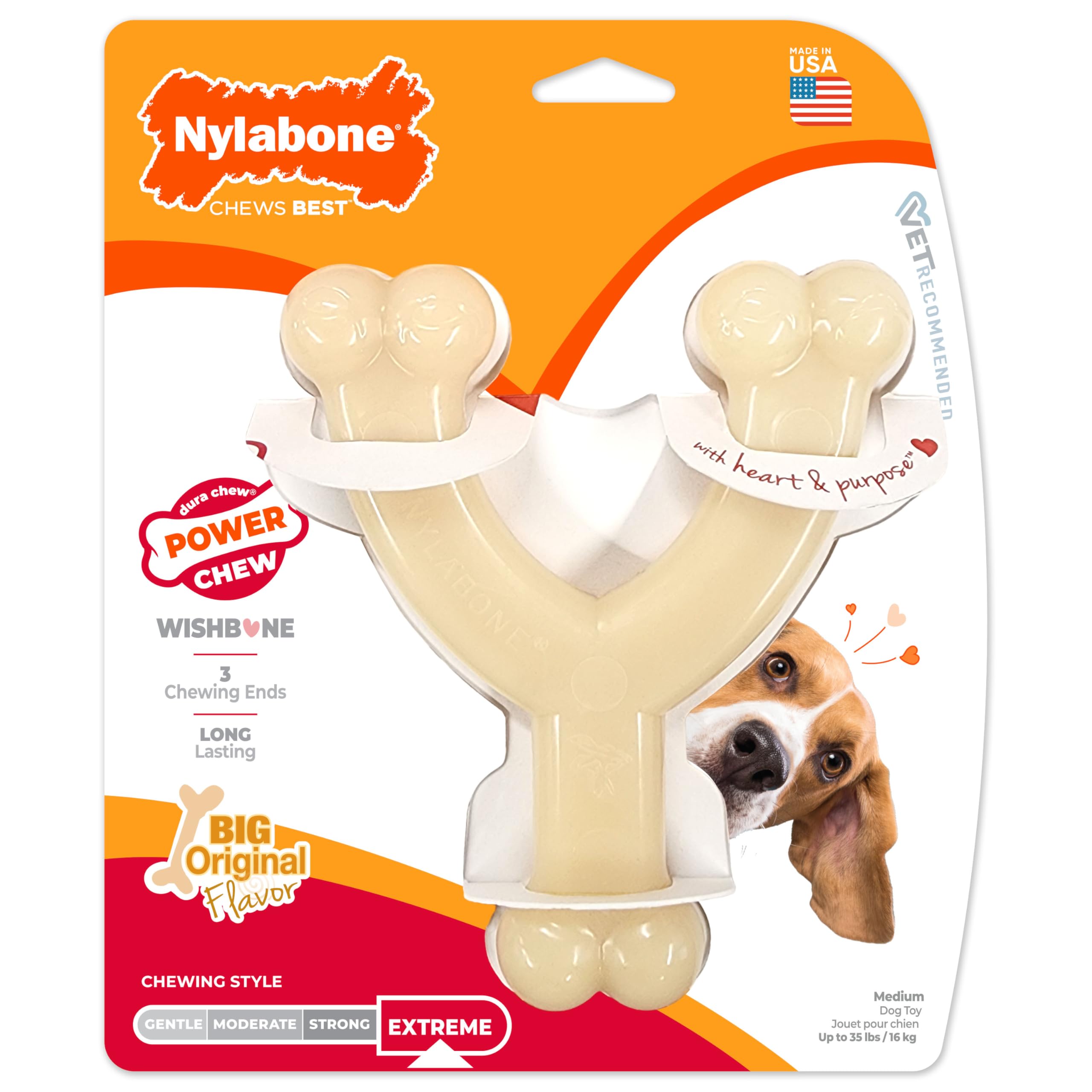 Nylabone Dura Chew Extreme Tough Dog Chew Toy Bone - Chicken Flavour Wishbone | Medium (Up to 16 kg) 9