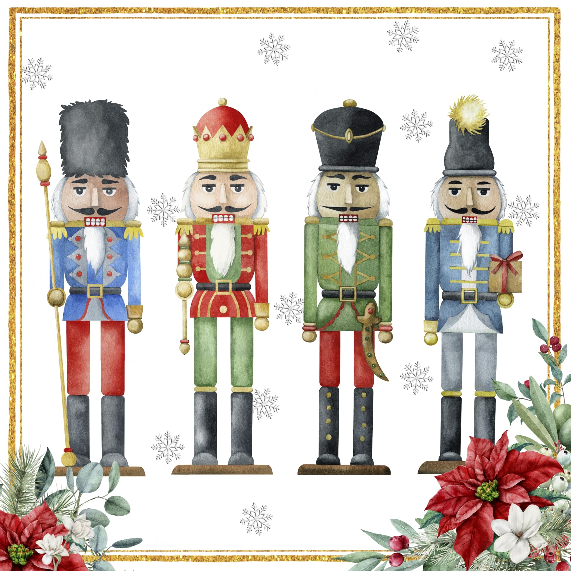 Ti-Flair Christmas Quartet of Nutcrackers 3-Ply Lunch Napkins 33cm 5