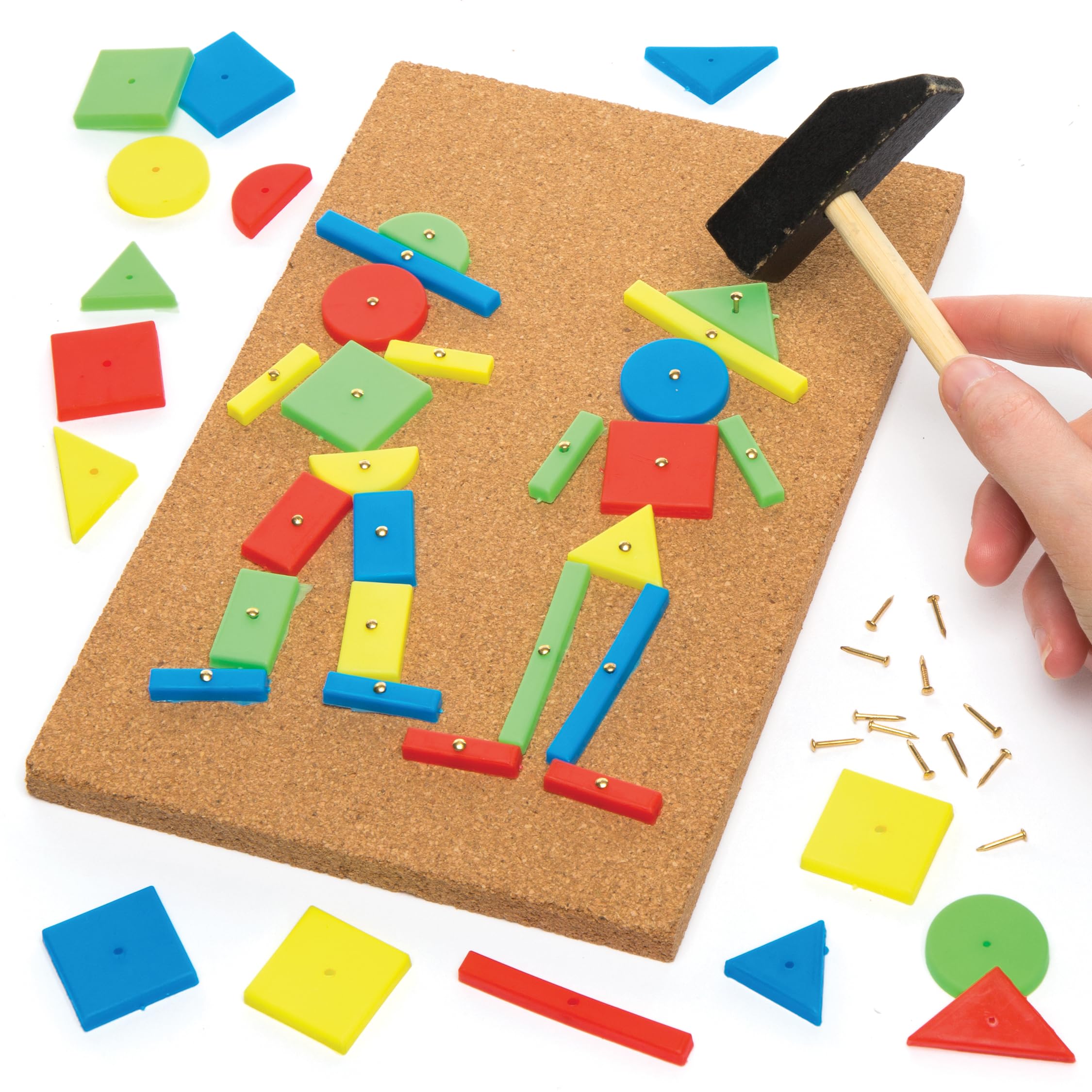 Baker Ross AR298 Tap a Picture Art Kit for Kids, Cork Board Craft Set with Hammer, Tacs & Shapes 5