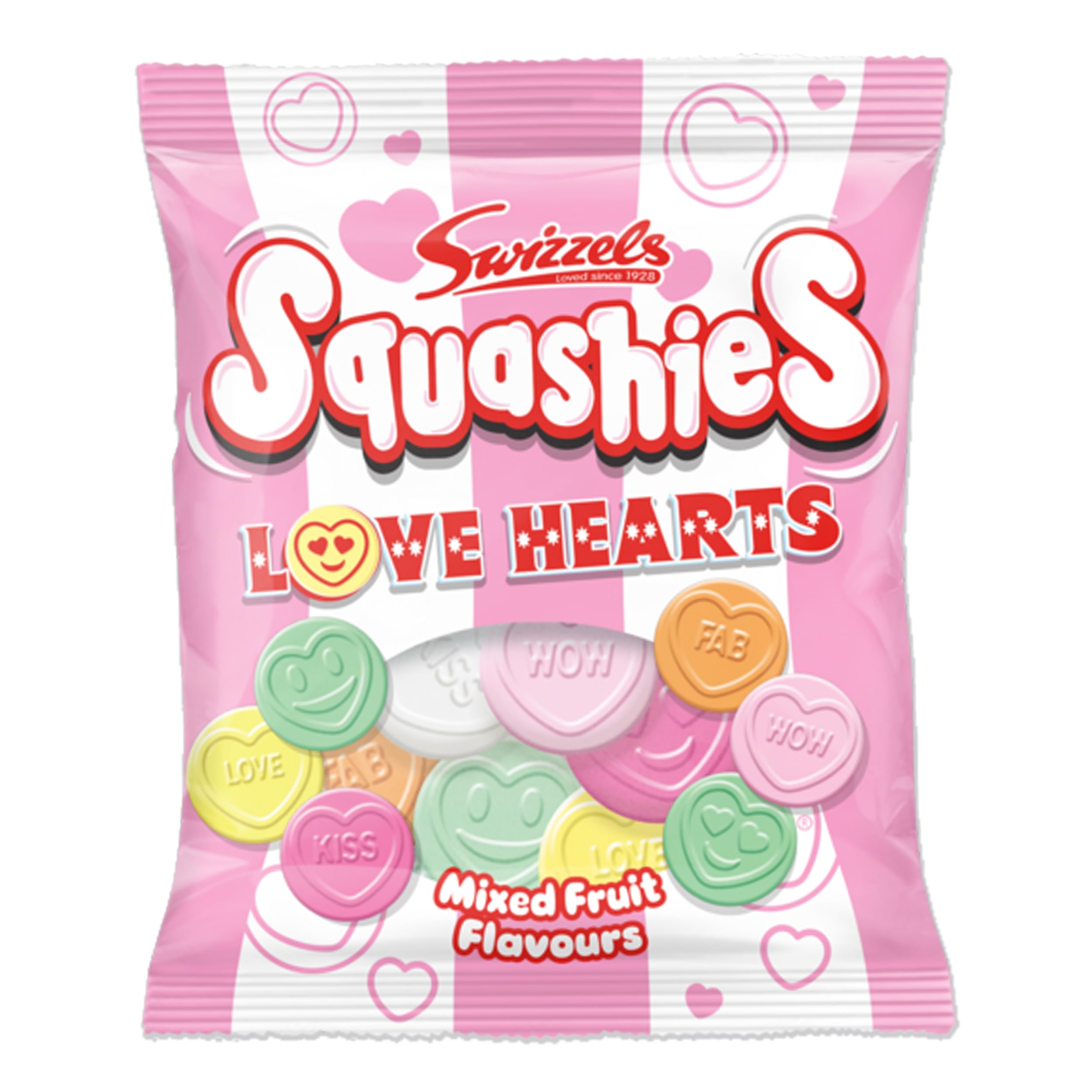 Swizzels Squashies Love Hearts Chewy Retro Sweets - Fruity Flavour, 120g Pack