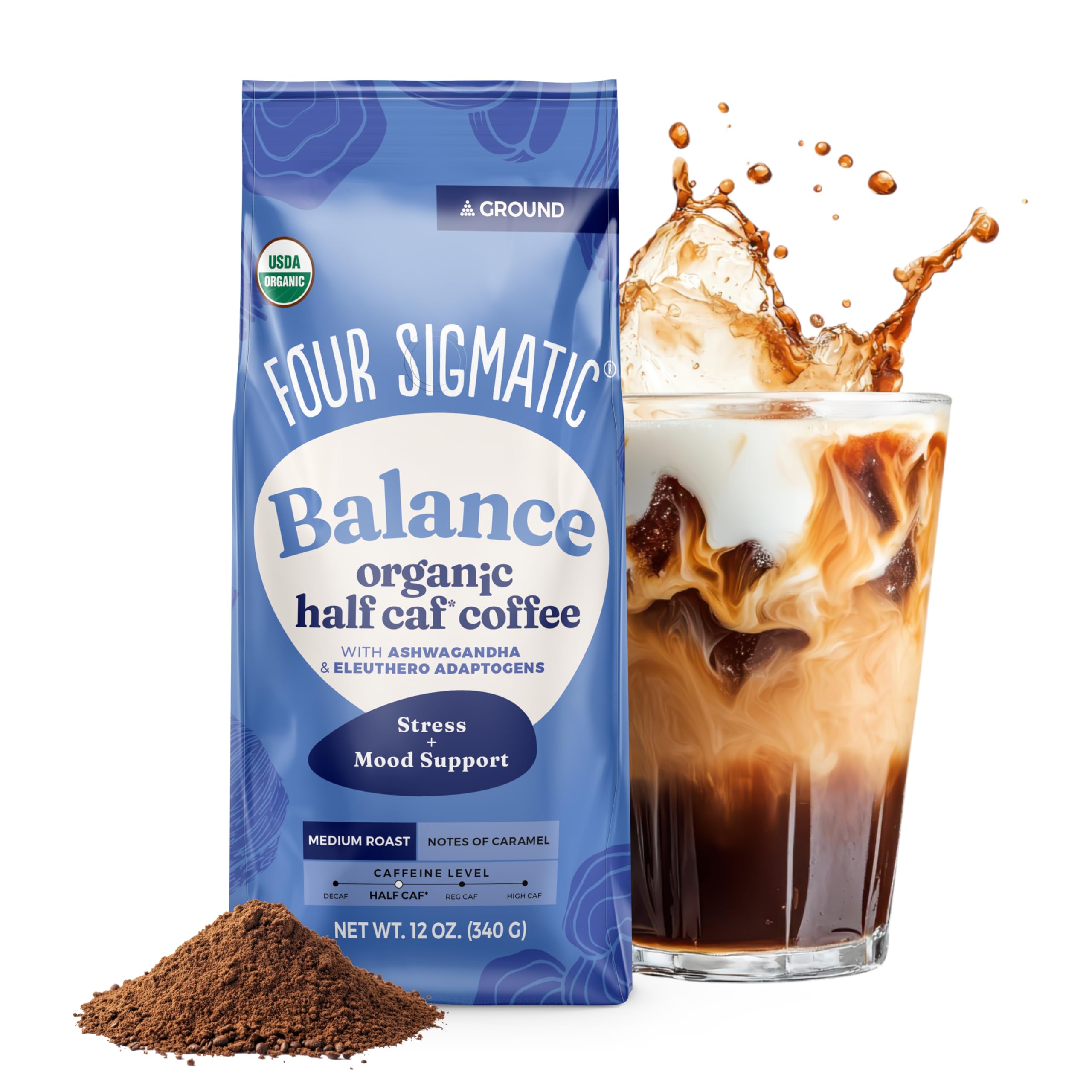 Four Sigmatic Organic Balance Adaptogen Ground Coffee - Medium Roast, Fair Trade, 340 g