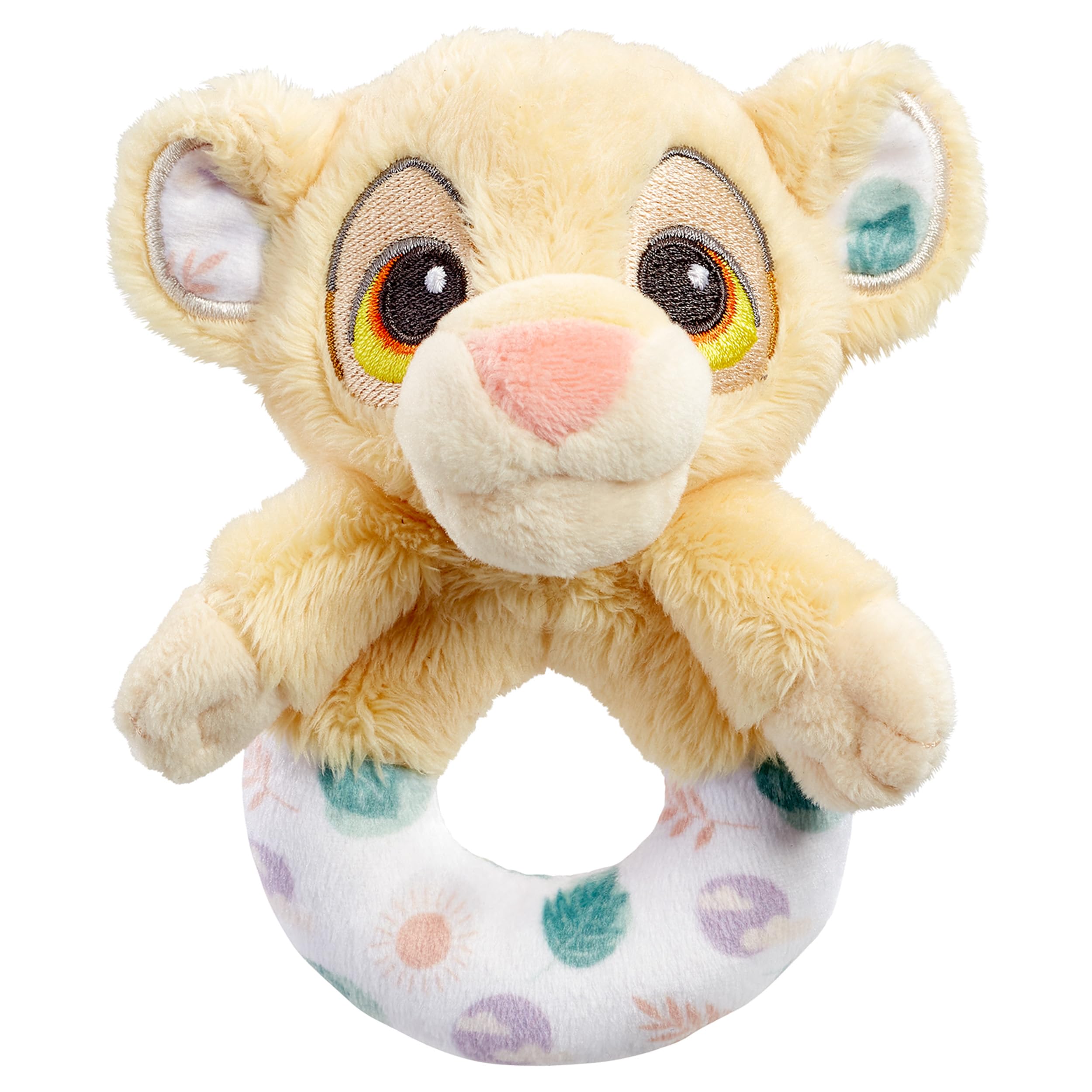 Rainbow Designs Disney Lion King Simba Ring Rattle - Soft Plush, Yellow | Suitable from Birth 1