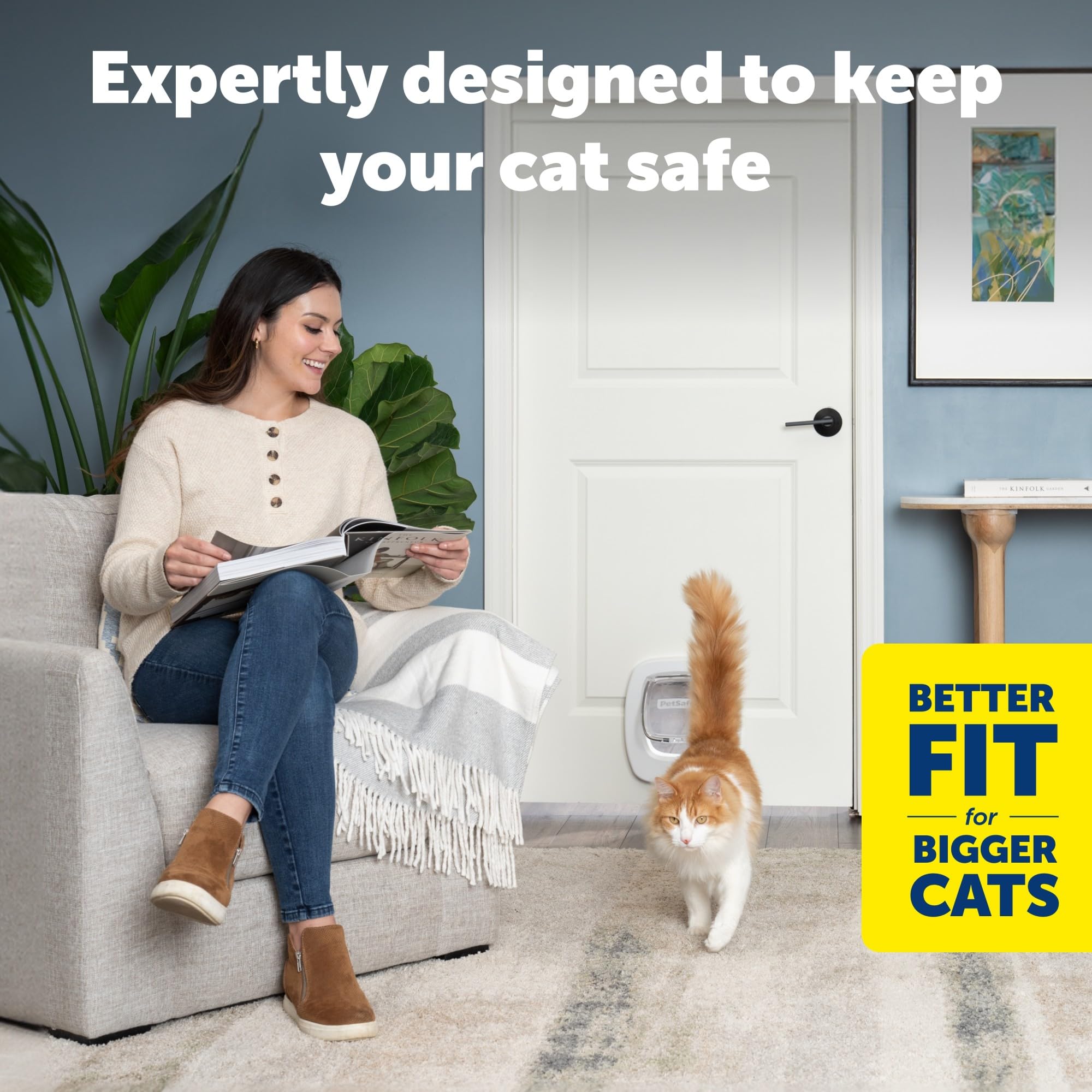 PetSafe Big Cat Flap - 4-Way Lock for Doors | Fits Pets up to 11 kg | White