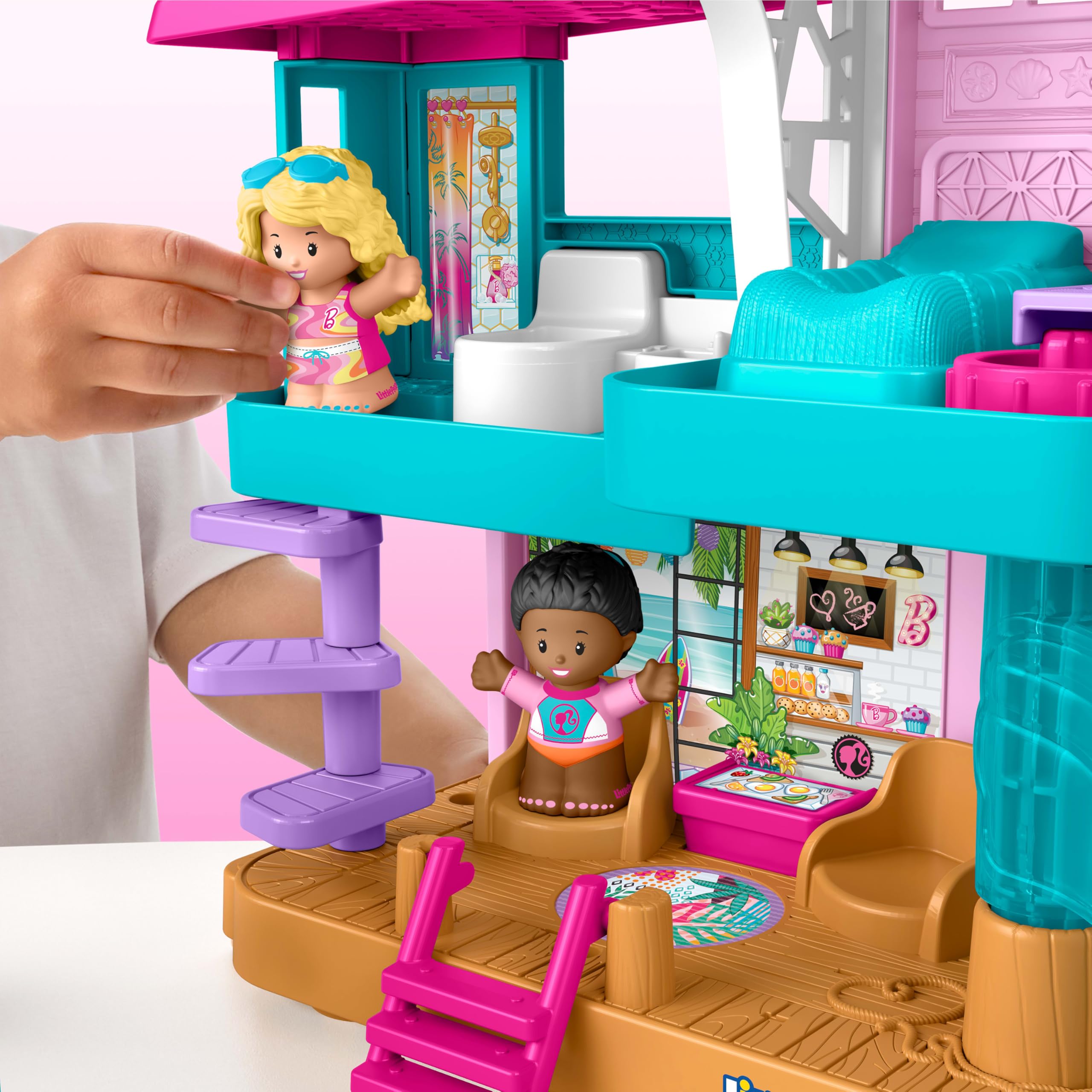 Fisher-Price Little People Barbie Beach House Playset - 3-Floor Interactive Doll House with Figures & Accessories for Toddlers 18M+ 3