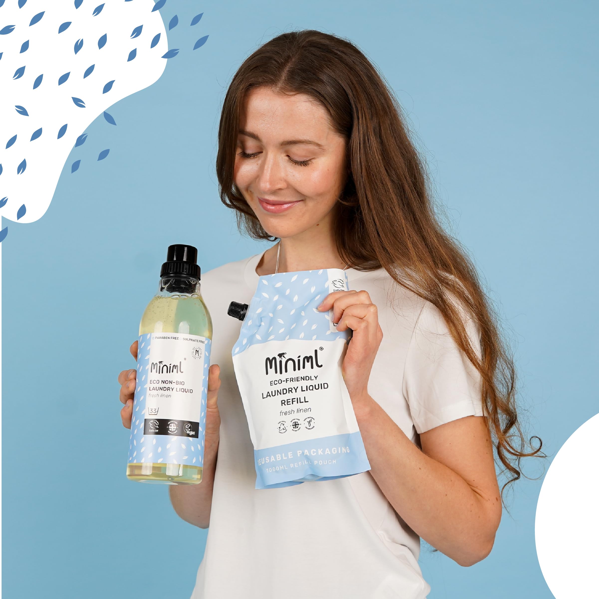 Miniml Eco Laundry Liquid Washing Detergent 1L Refill - Natural Non-Bio Fresh Linen Scent 5