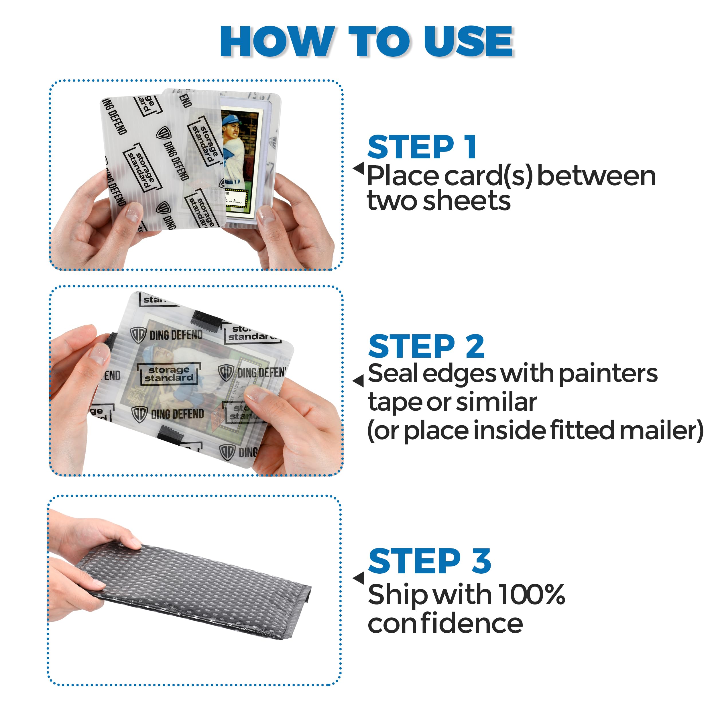 Storage Standard Trading Card Shipping Protectors - 110 Pack, 3.5'' x 4.5'' Padded Plastic Sleeves 5