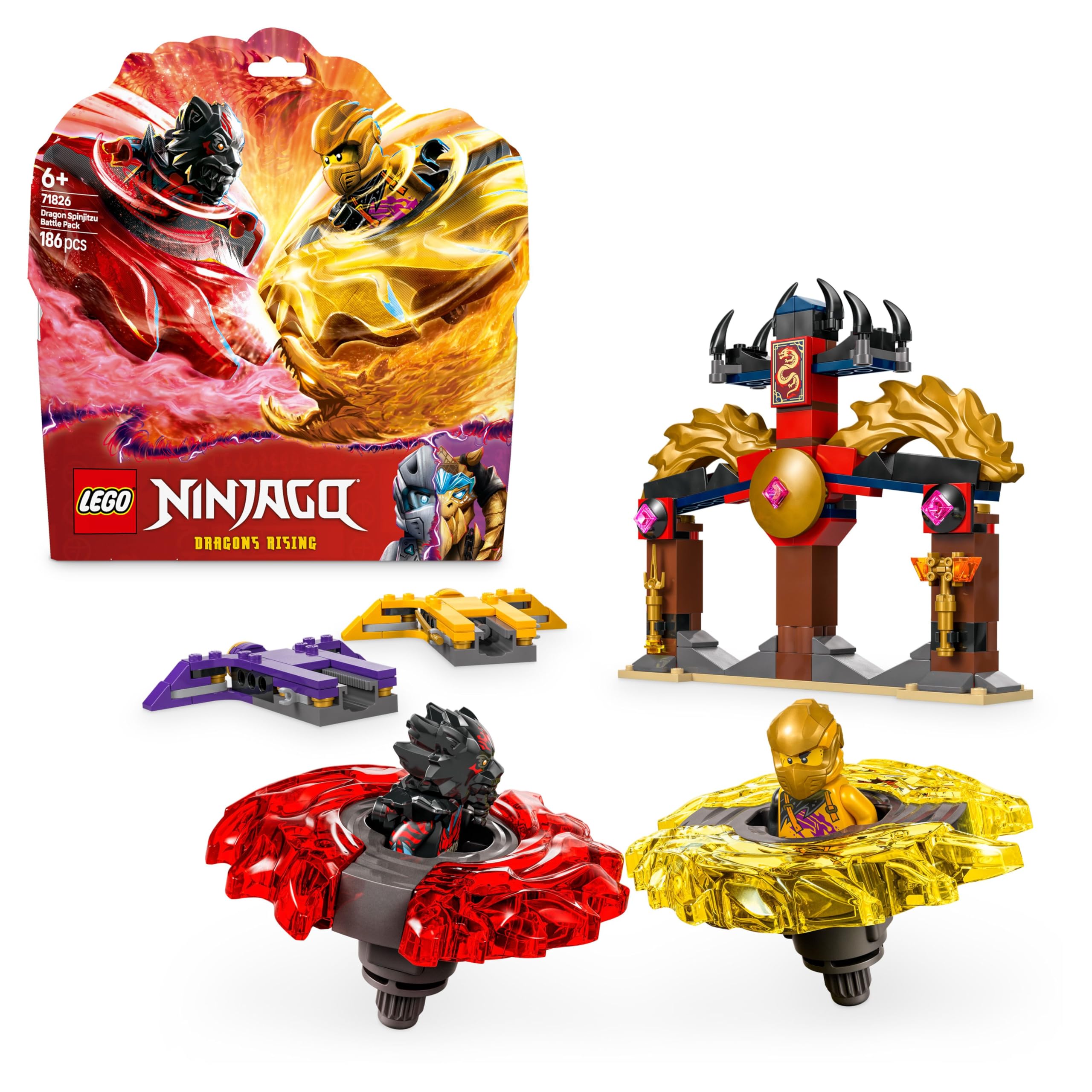 LEGO NINJAGO Dragon Spinjitzu Battle Pack Set 71826 with 2 Minifigures and Launchers | Ages 6+