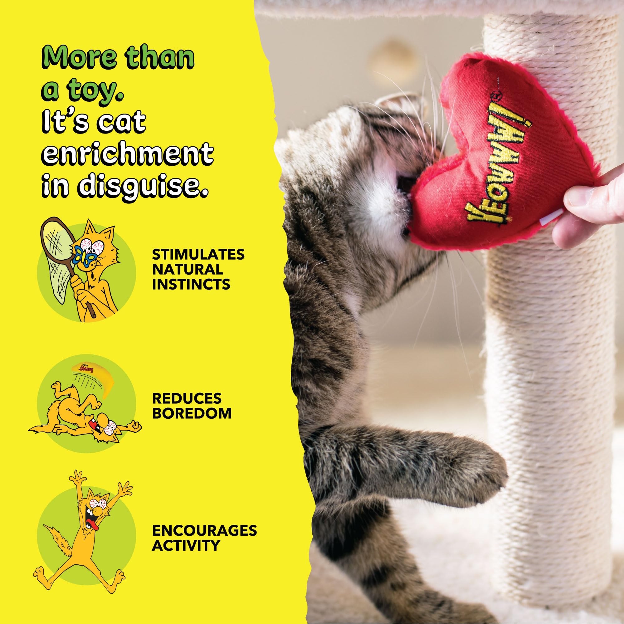 YEOWWW Heart Attack Cat Toy - 100% Organic American Catnip | Heavy Duty Cotton 7