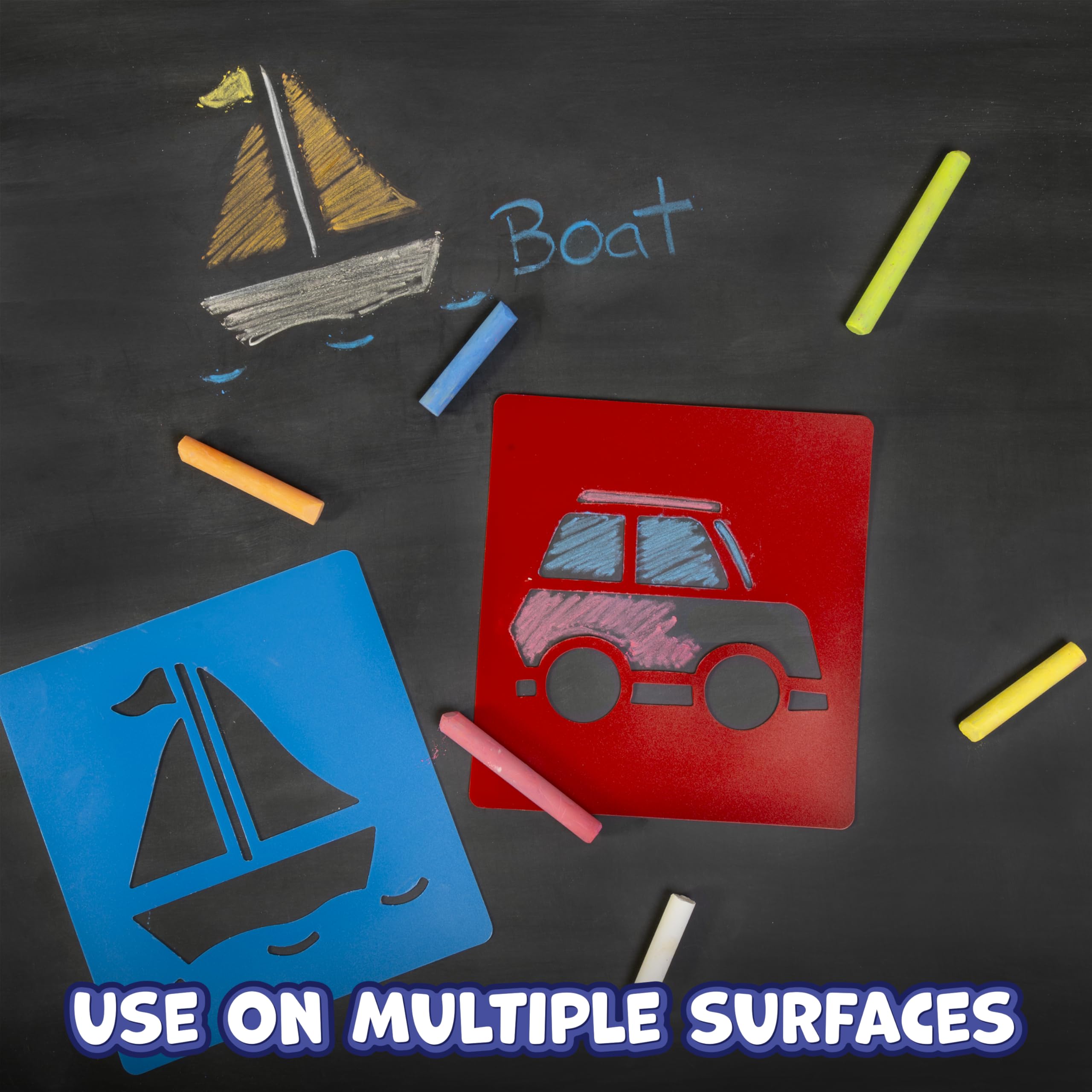 READY 2 LEARN Transportation Plastic Stencils Set of 6 | Washable | 15 cm x 14.5 cm 5
