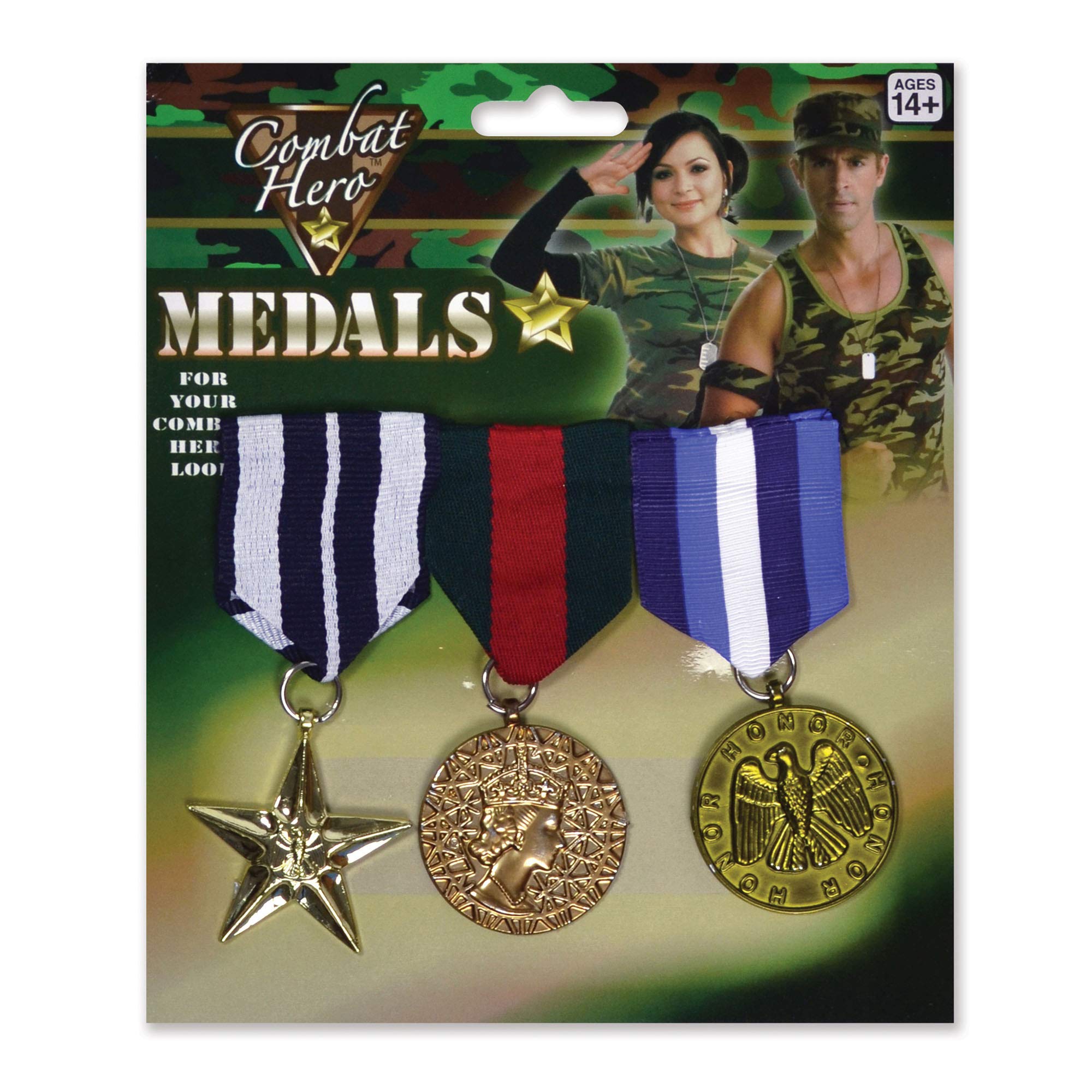 Bristol Novelty BA584 Military Medal Set - 3pc Mens Costume Accessory 3