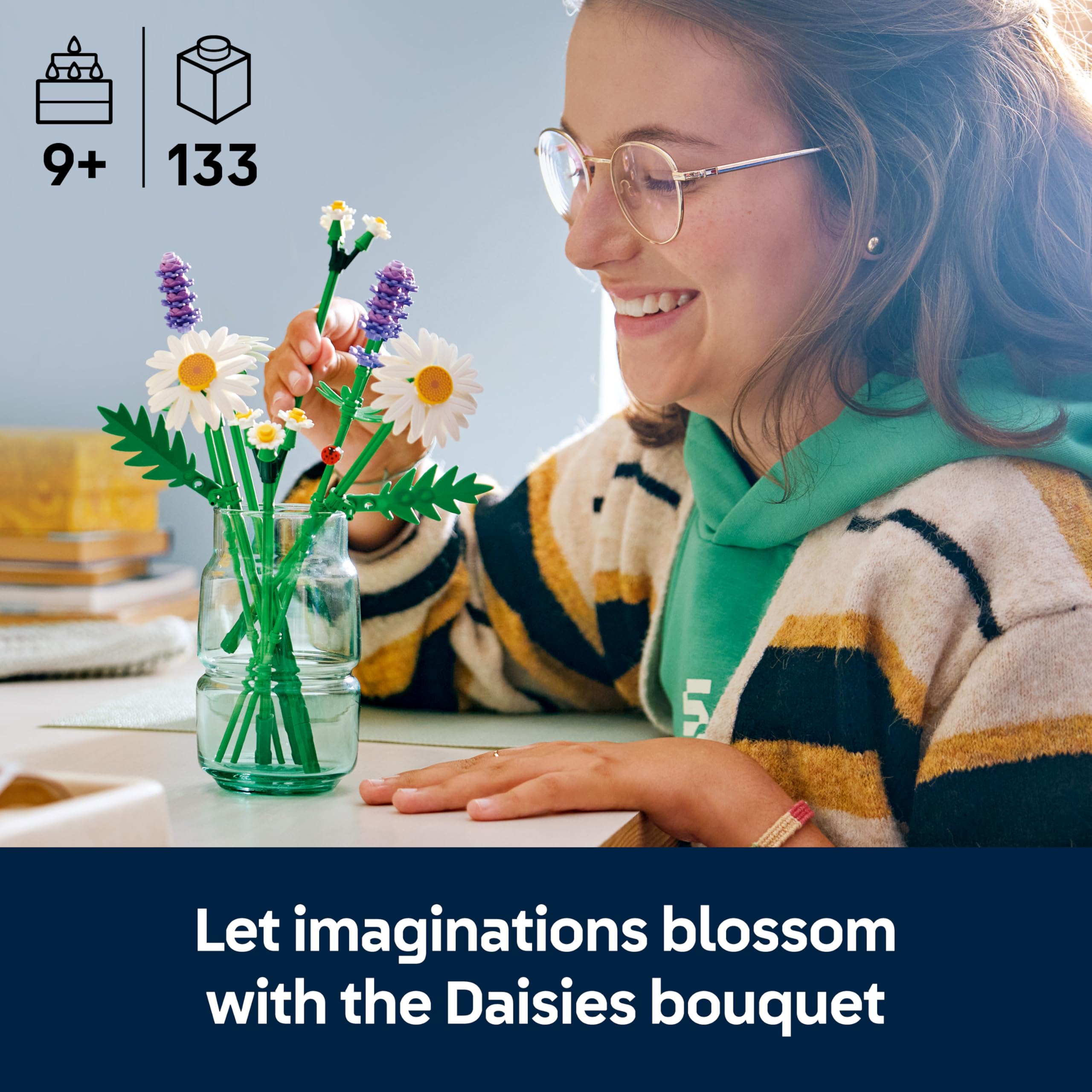 LEGO Botanicals Daisies Artificial Flower Bouquet Building Set for Ages 9+