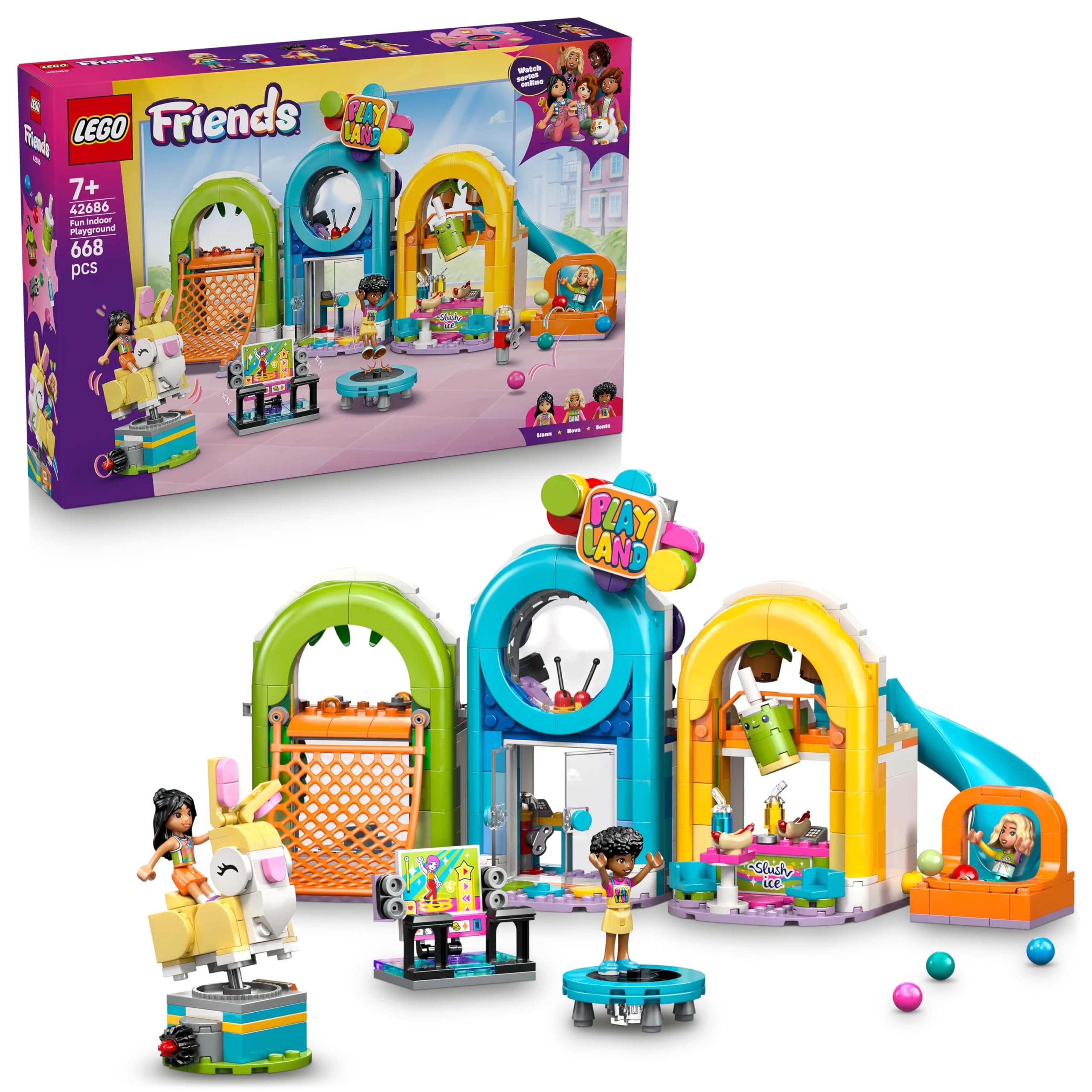 LEGO Friends Fun Indoor Playground Building Set - Ages 7+ | 3 Mini Dolls | Multicolor