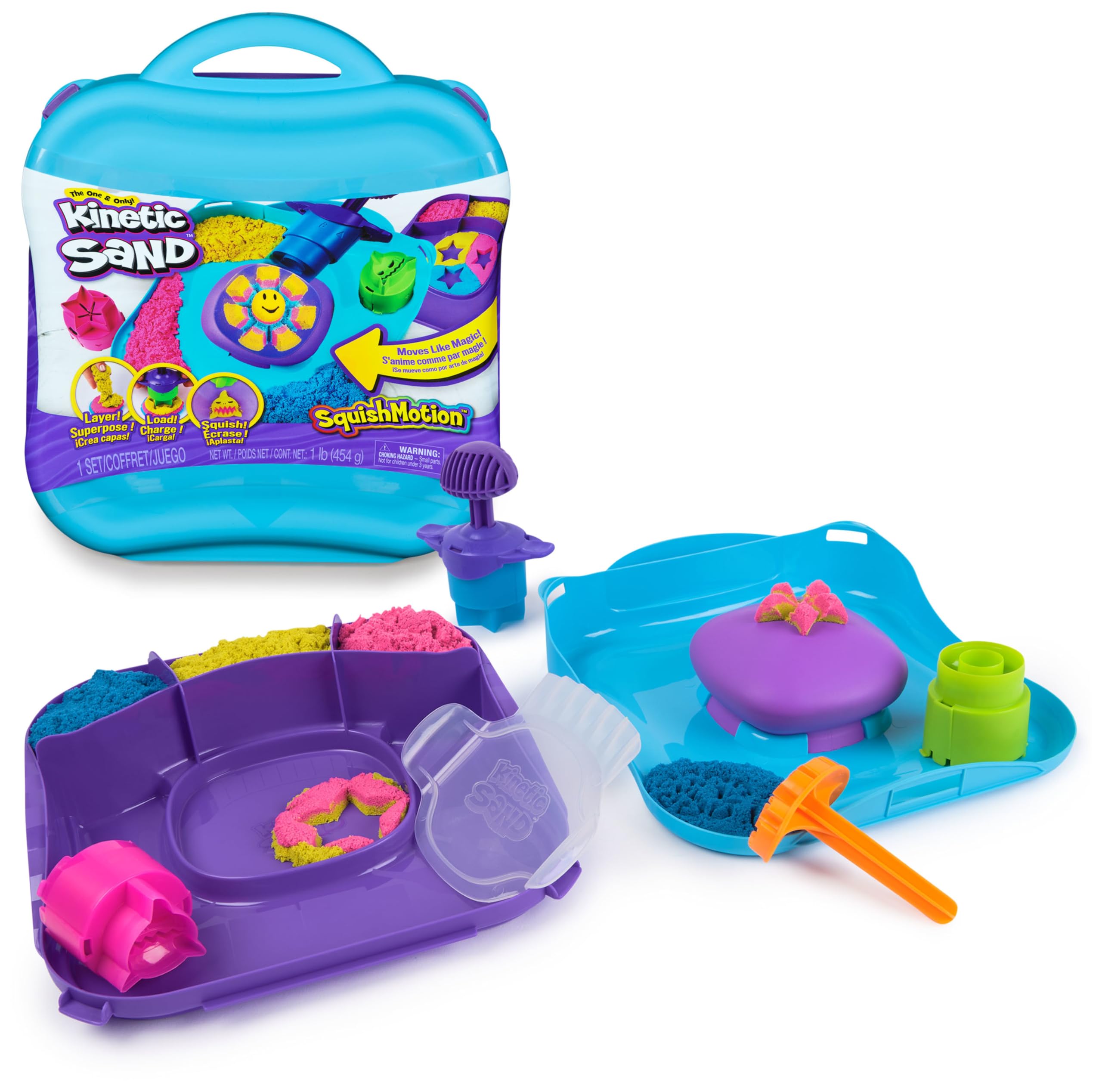 Kinetic Sand SquishMotion Playset with 453g Sand, 5 Tools & Reusable Case | Ages 5+