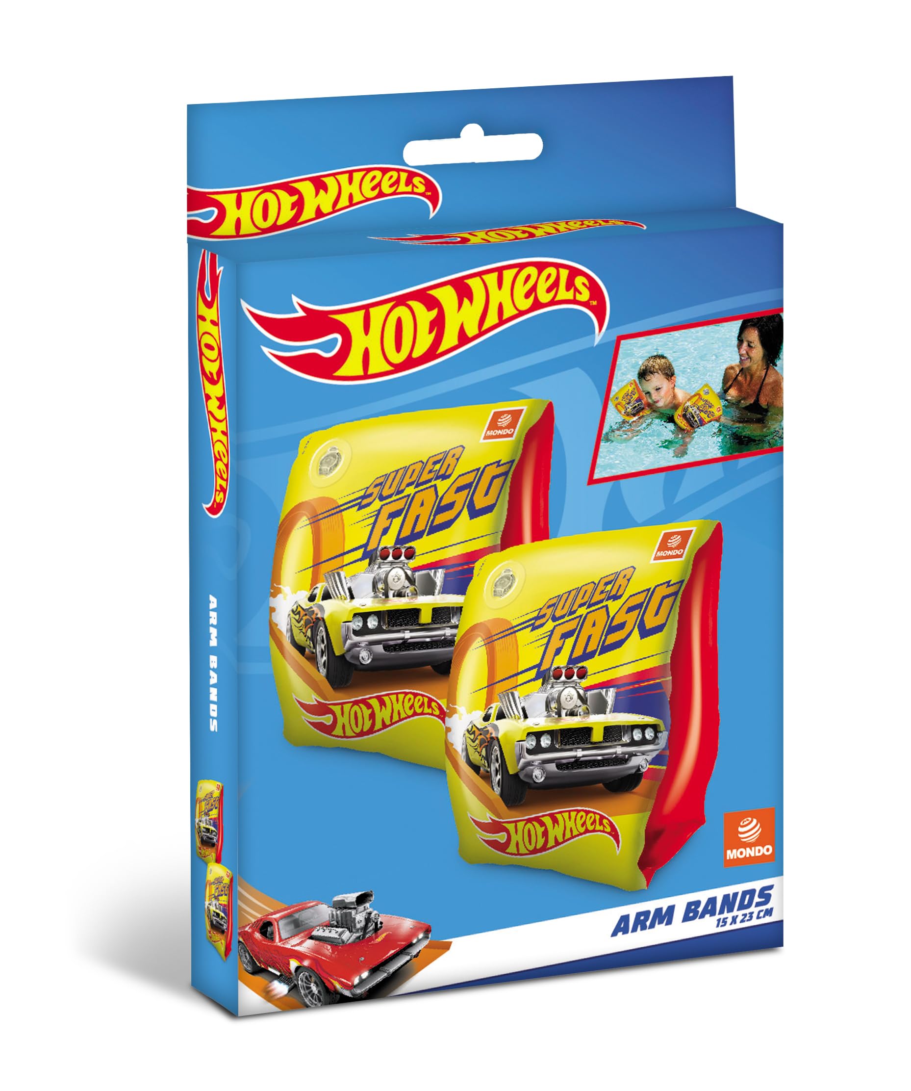Mondo Hot Wheels Inflatable Arm Bands - Kids 2+ | Dual-Chamber Safety | PVC