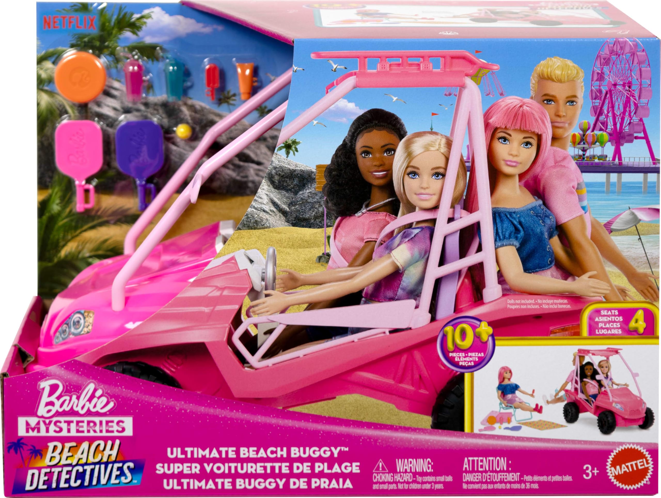 Barbie Mysteries: Beach Detectives Playset - Beach Buggy Vehicle with 10+ Accessories 6