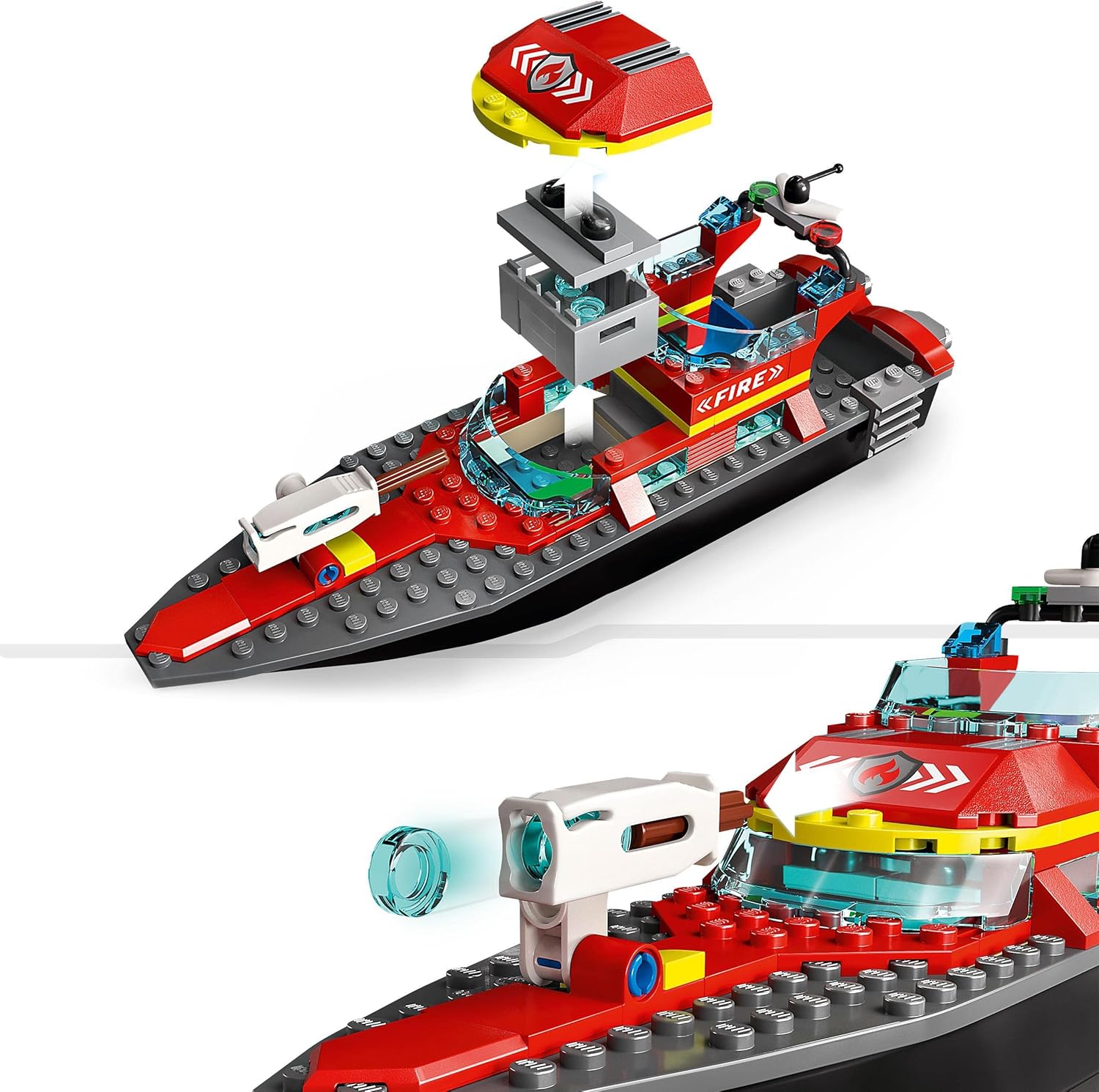 LEGO City Fire Rescue Boat Toy - Floating Fireboat with Jetpack, Dinghy & 3 Minifigures for Kids 5+ 5