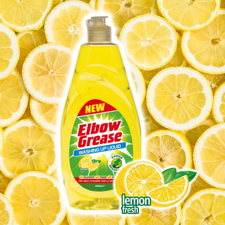 Elbow Grease Washing Up Liquid | Power Degreaser - Soap for Hand Washing Dishes, Pots, Pans & Glasses (Lemon, 600ml)