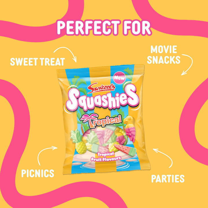 Swizzels Squashies Tropical Flavour 100g - Fruity Chewy Sweets with Fun Shapes