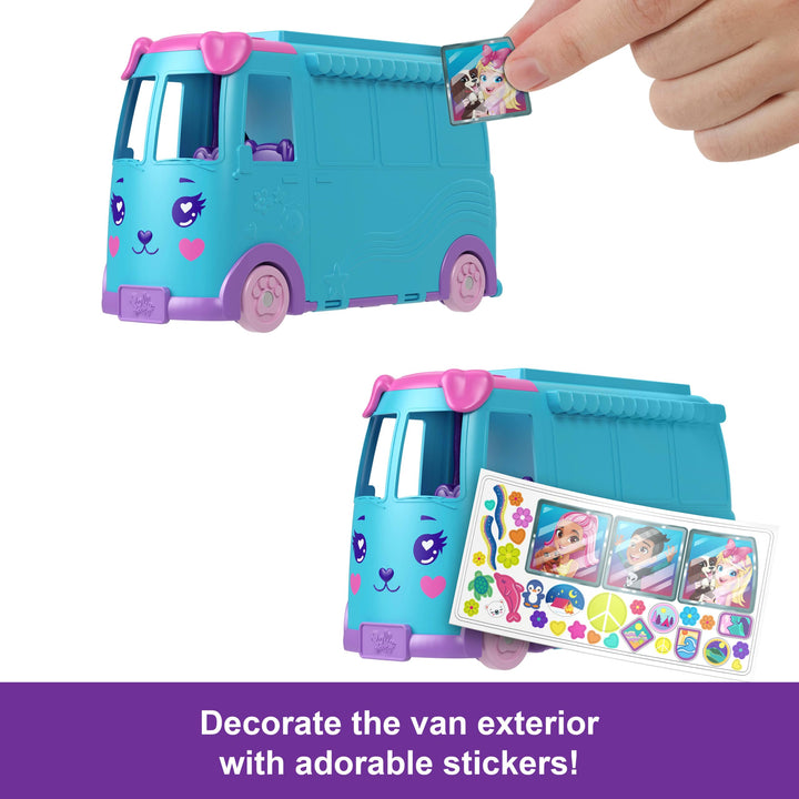 Polly Pocket Pet Mobile Adventure Playset - Transforming Camper Van with Micro Dolls & Pets, Ages 4+