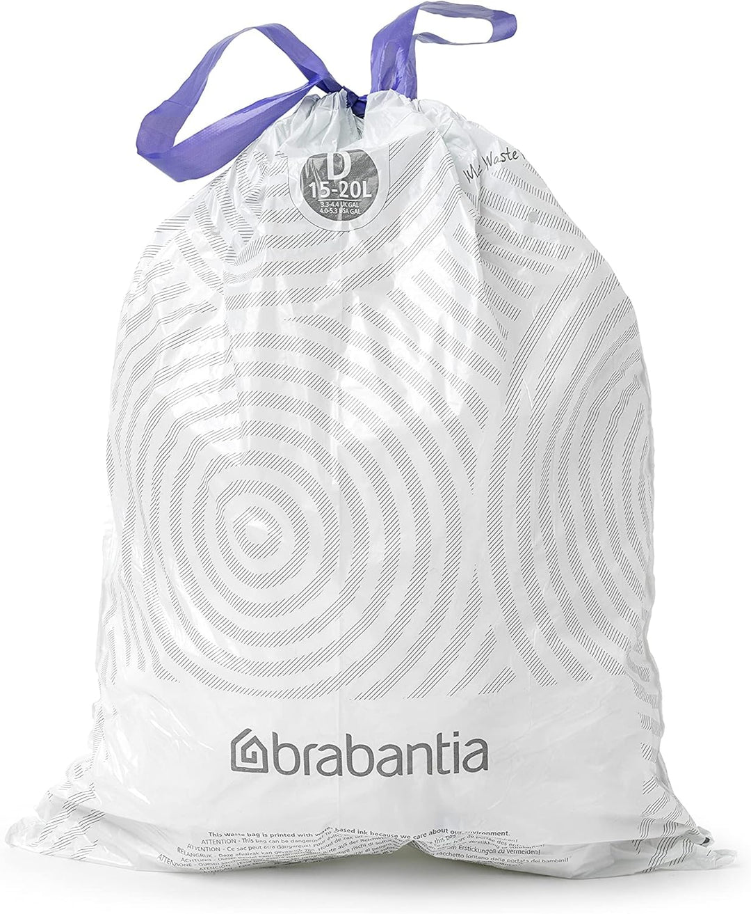 Brabantia PerfectFit 20L Thick Plastic Bin Liners with Tie Tape Draw - Extra Strong Trash Bags