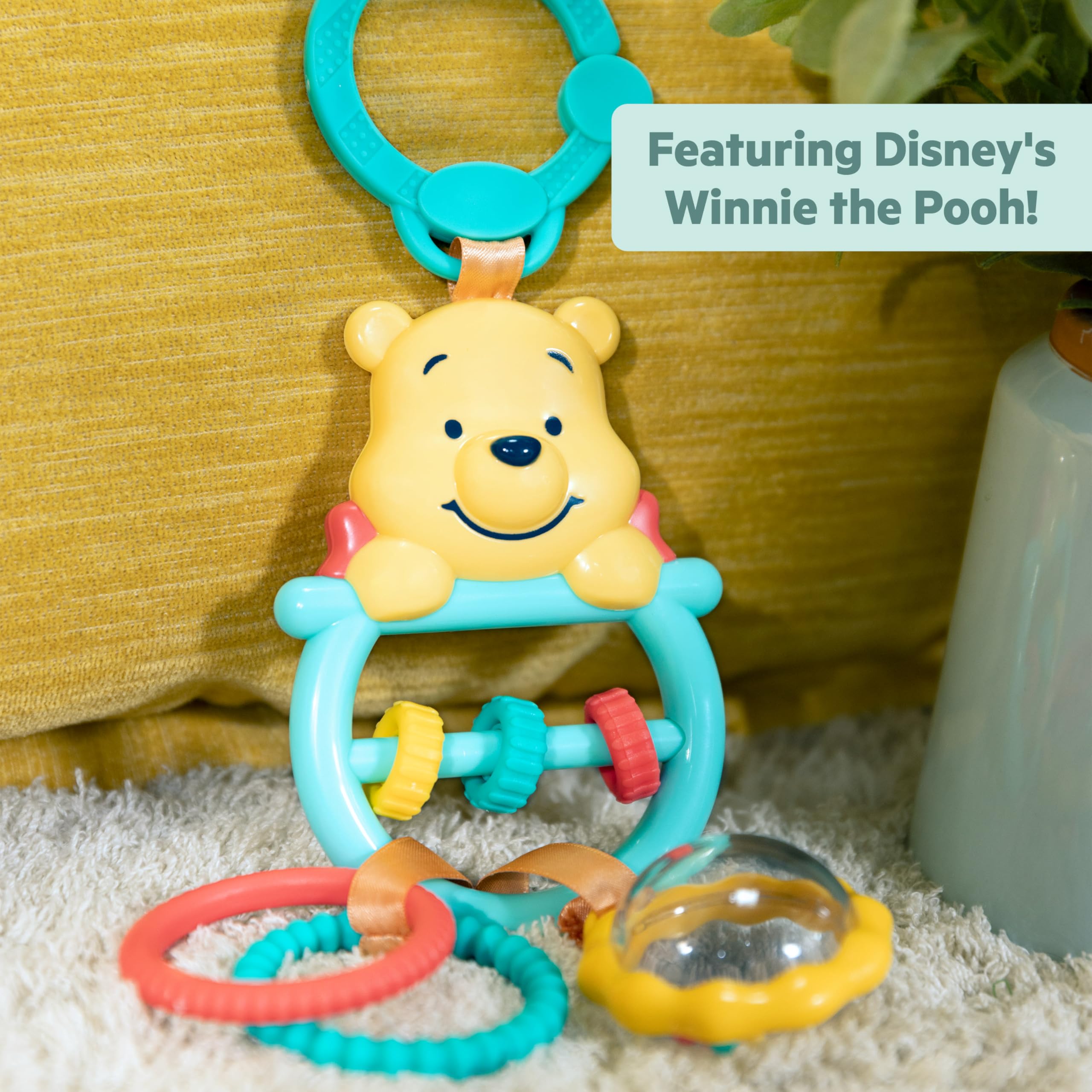 Bright Starts Disney Baby Winnie The Pooh Busy Bear Activity Toy | Multisensory Rattle & Beads | Newborns+ 7
