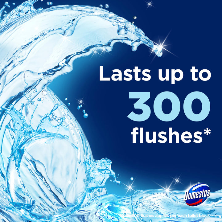 Domestos Power 5 Ocean Toilet Rim Block - Long-Lasting Toilet Freshener for Up to 300 Flushes