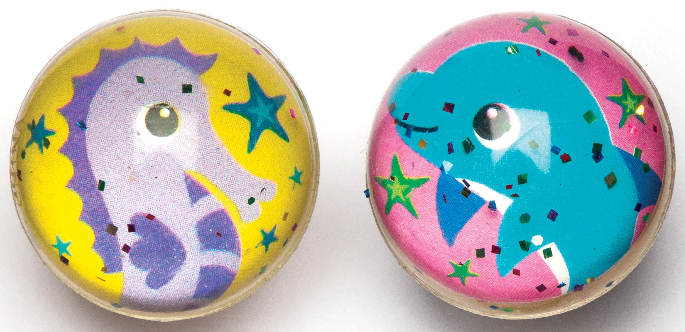 Baker Ross Sea Life Glitter Jet Bouncy Balls - Pack of 8 | 3 cm Diameter | Ages 3+ 3