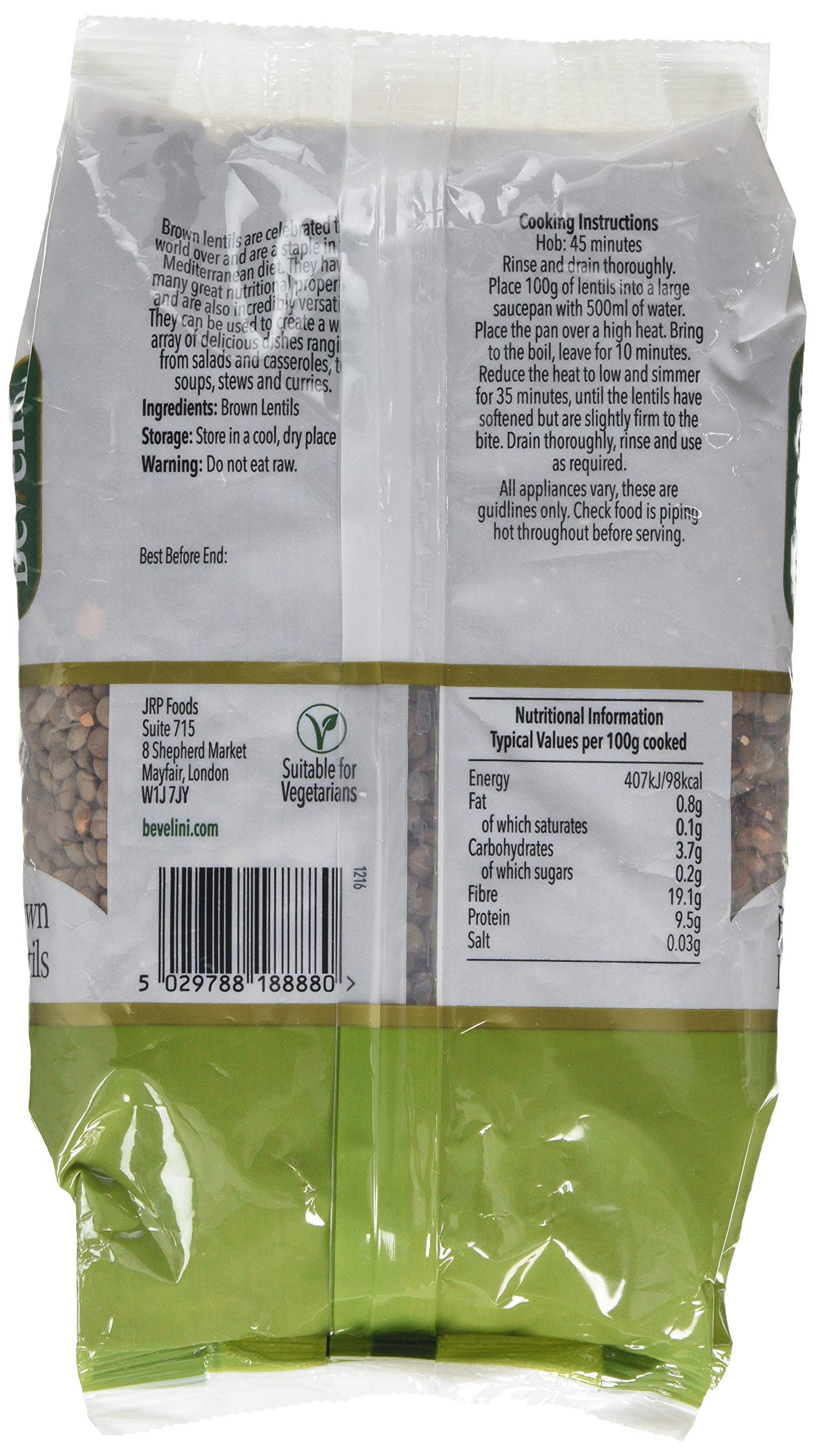 Bevelini Brown Lentils - Source of Protein | Staple in Mediterranean Kitchen | 500g 2