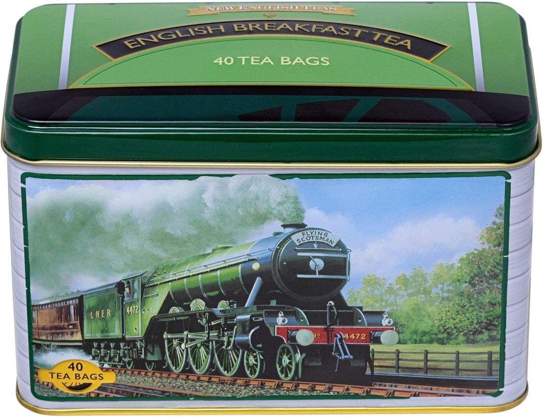 New English Teas Flying Scotsman Tea Caddy - 40 English Breakfast Teabags