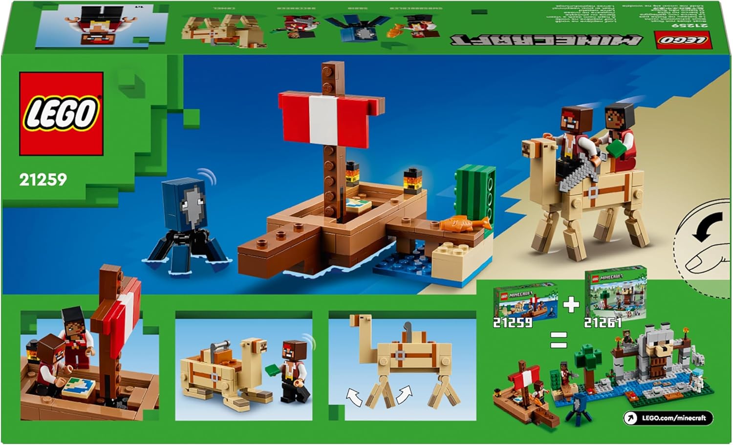 LEGO Minecraft The Pirate Ship Voyage - Building Set with Pirate Figures & Camel for Ages 8+ 9
