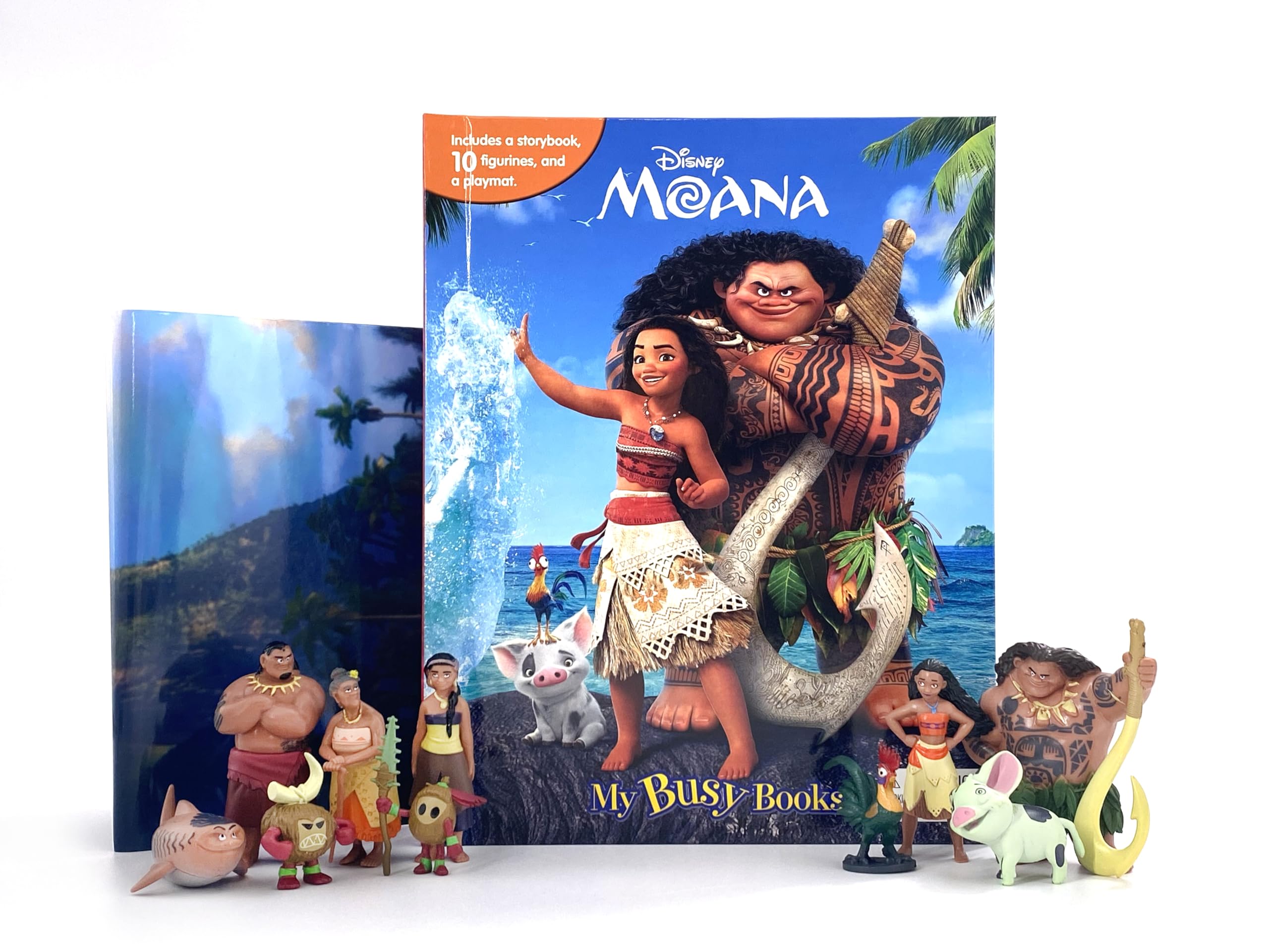 Disney Princess Phidal Moana My Busy Book | Board Book | 10 Figurines & Playmat 1