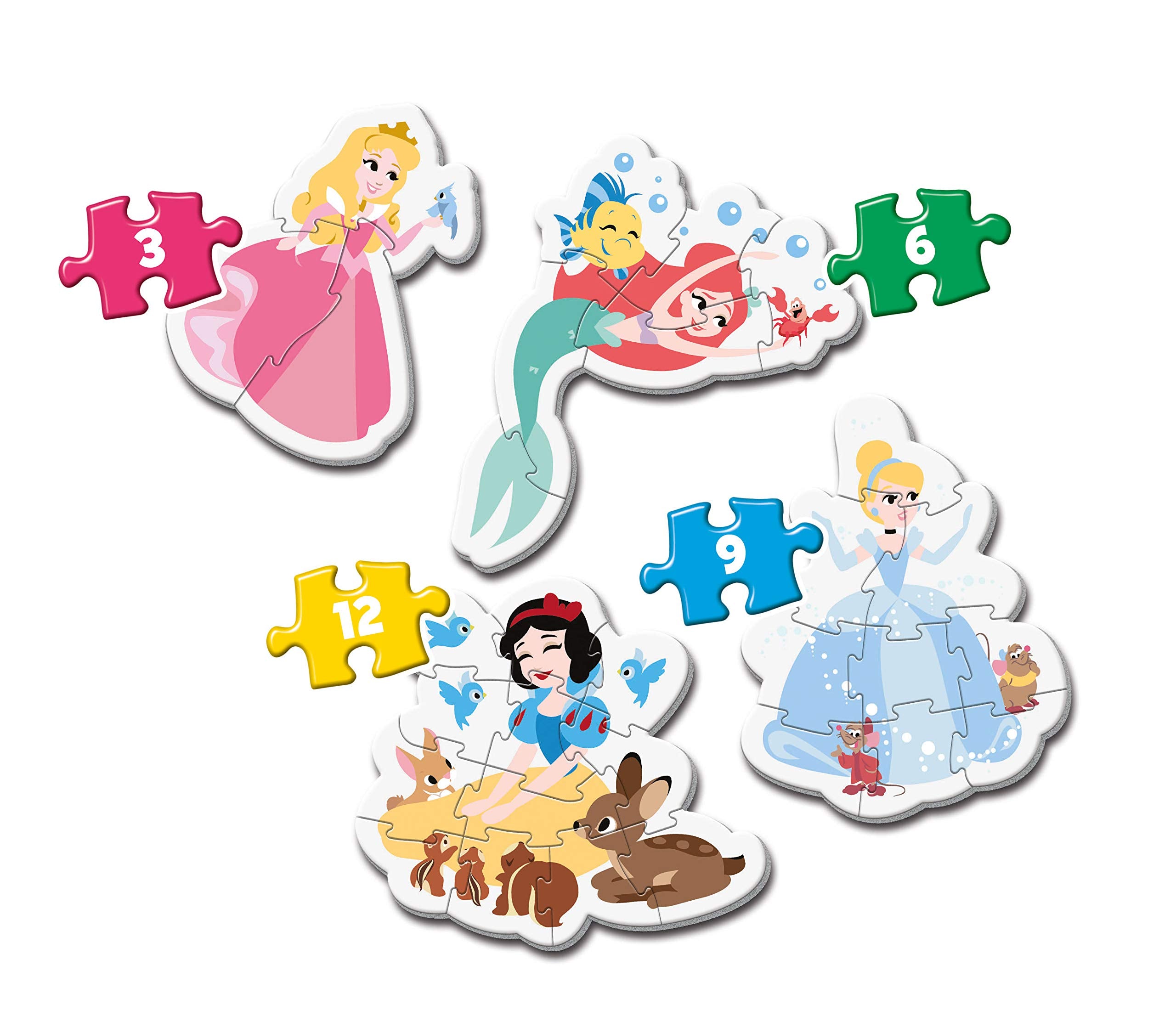 Clementoni Disney Princess My First Puzzle - 3, 6, 9, 12 Pieces | Ages 2+