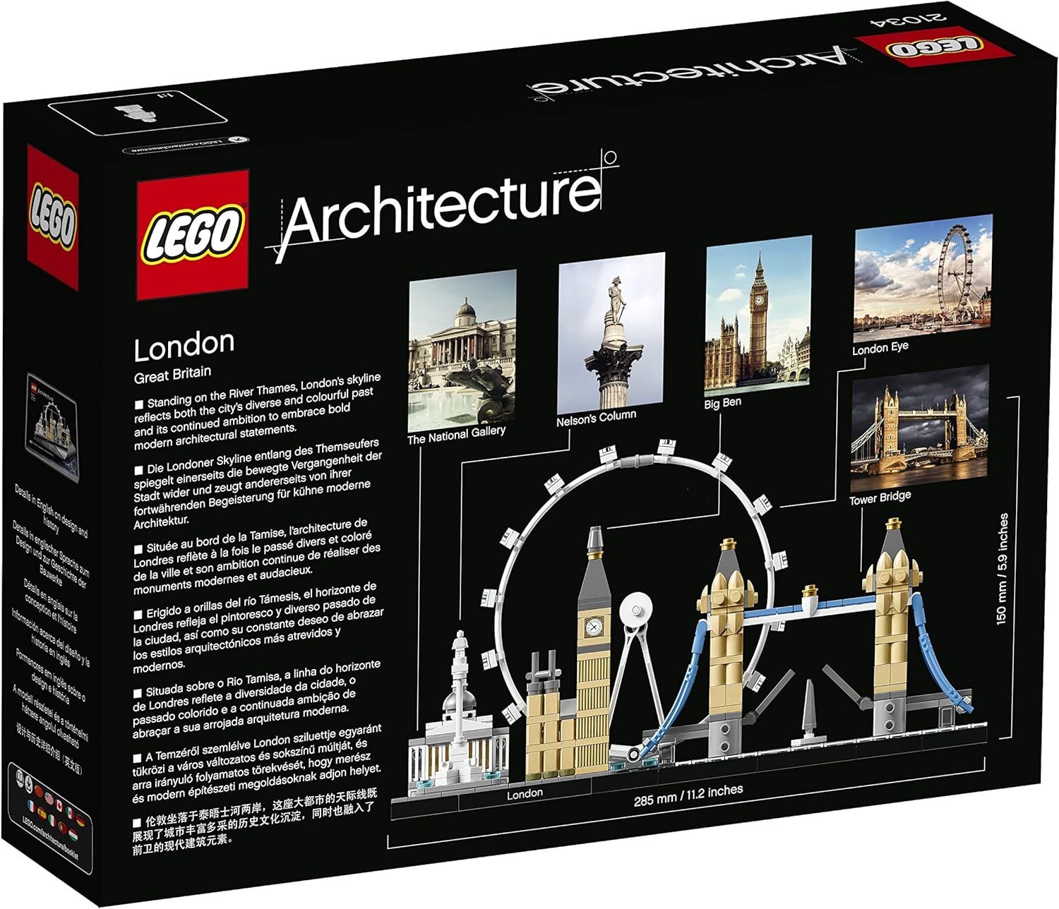 LEGO Architecture Skyline London 21034 - Big Ben, Tower Bridge, London Eye Building Set 13