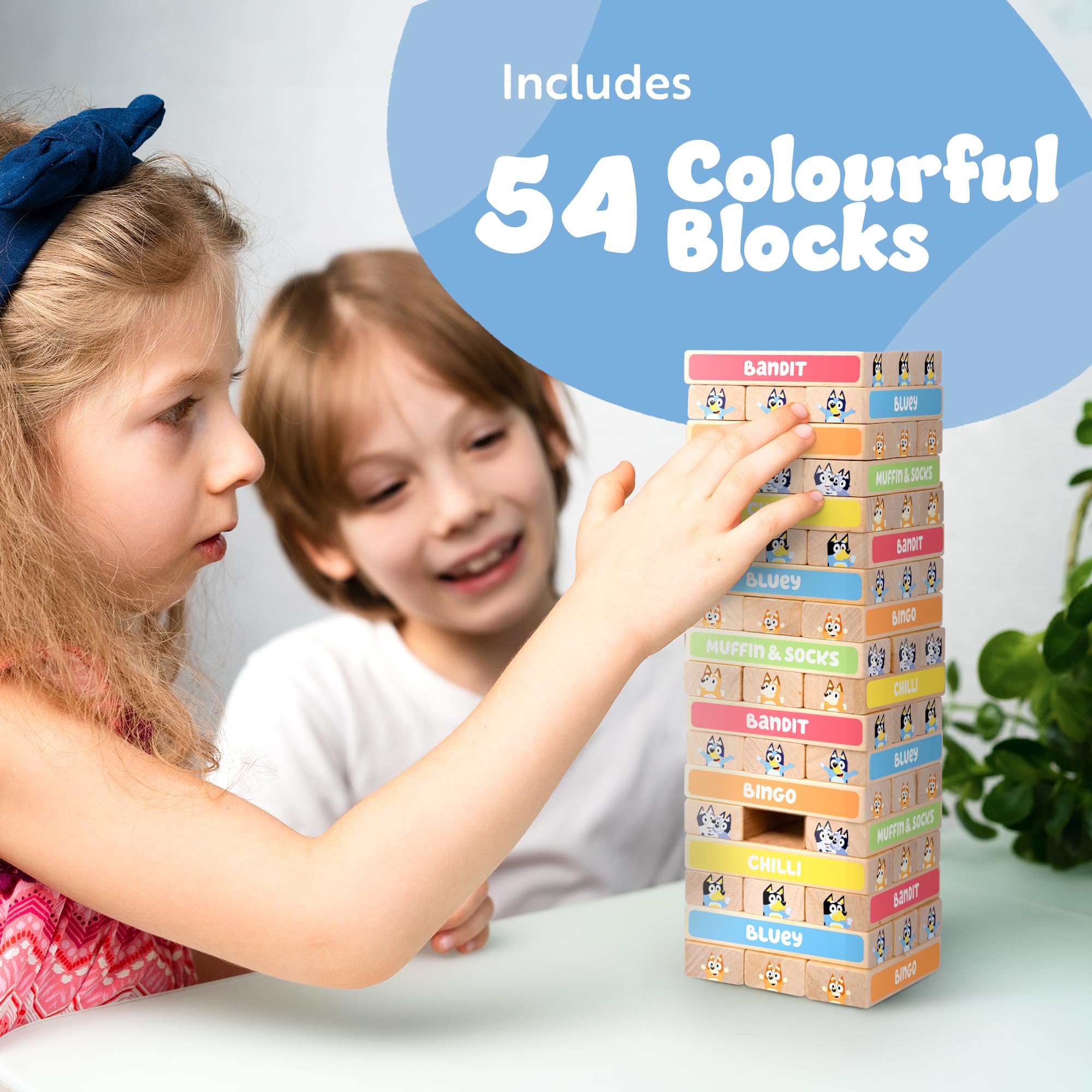 Bluey - Tumbling Tower Game 54 FSC-Certified Wooden Blocks 11