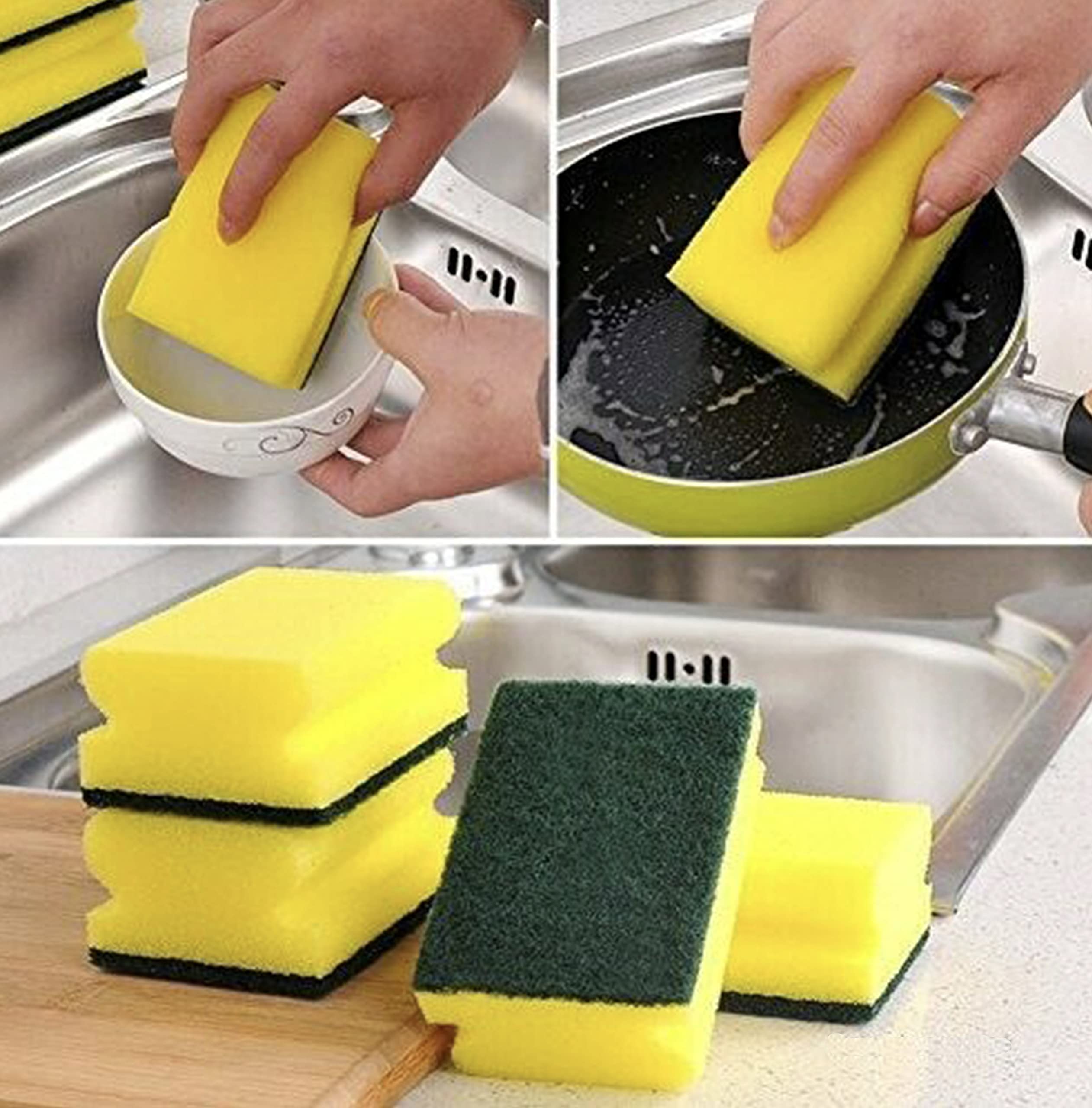 HomeSmith Heavy Duty Scrub Sponge - Dual-Sided Dishwashing & Cleaning | 10 Pack