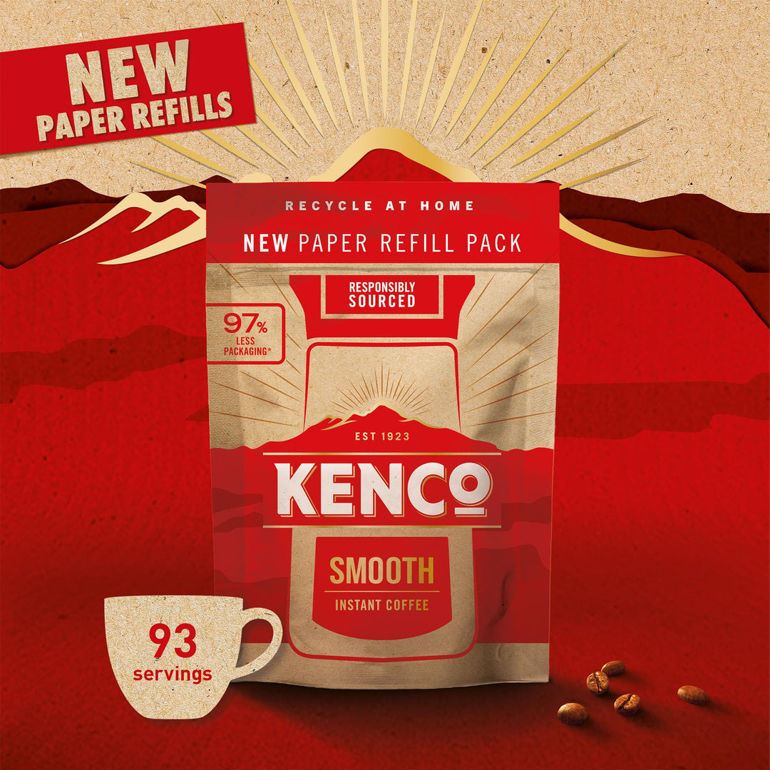 Kenco Smooth Instant Coffee Refill 150g x 5 (750g Total) - Home Recyclable Packaging