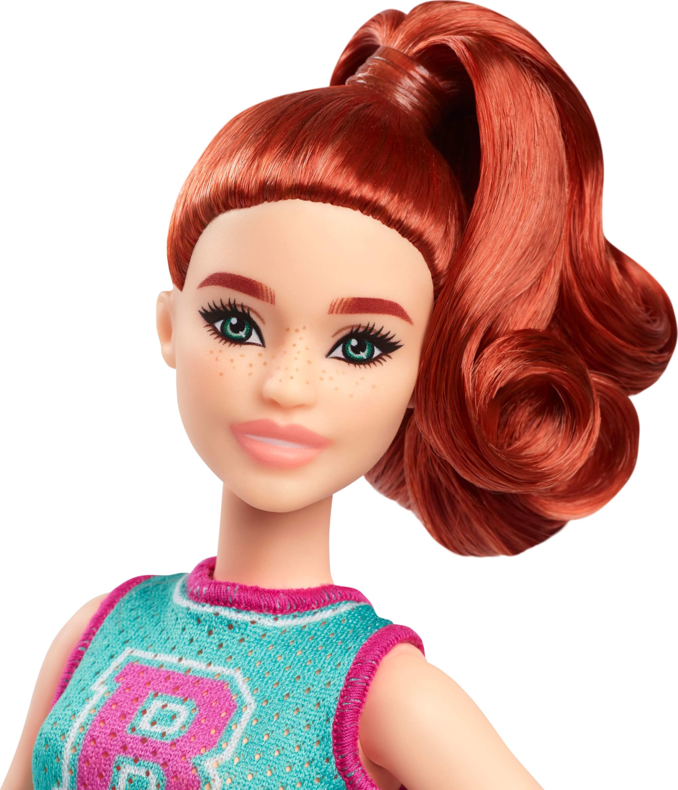 Barbie Fashionistas Doll #232 with Red Hair - Sporty 'B' Jersey Look for Kids 3+ 6