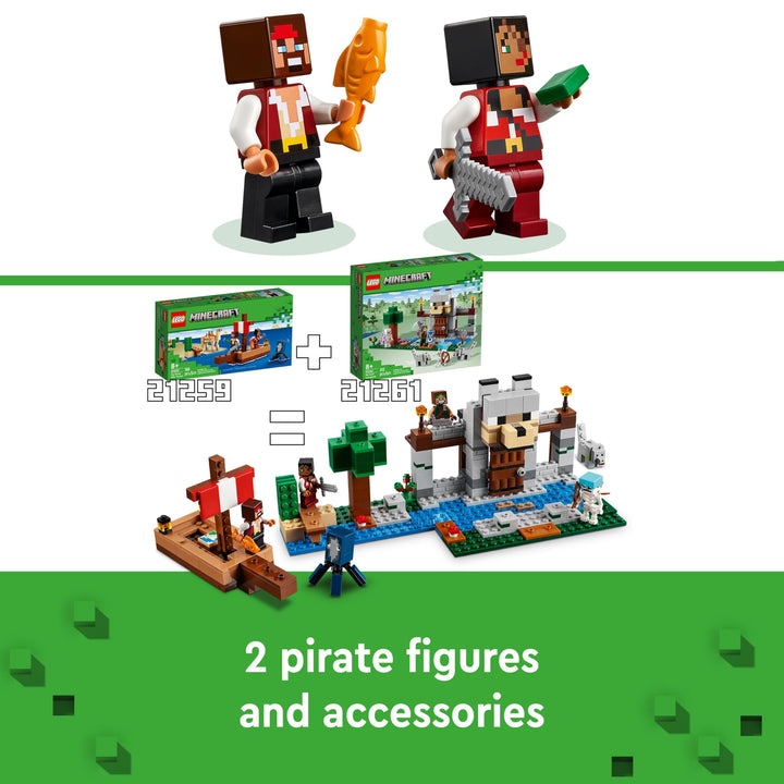 LEGO Minecraft The Pirate Ship Voyage - Building Set with Pirate Figures & Camel for Ages 8+