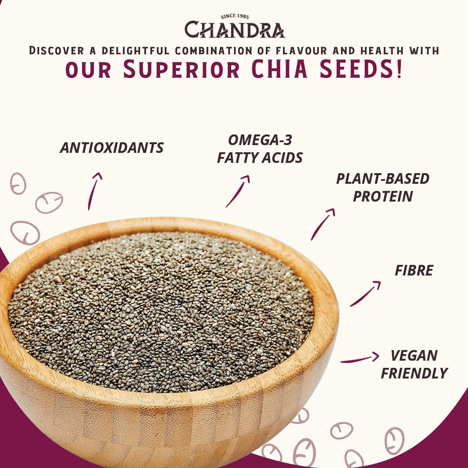 CHANDRA Whole Foods Raw Black Chia Seeds - 1KG Pack | High Fibre, Low-Carb | Resealable Bag 3