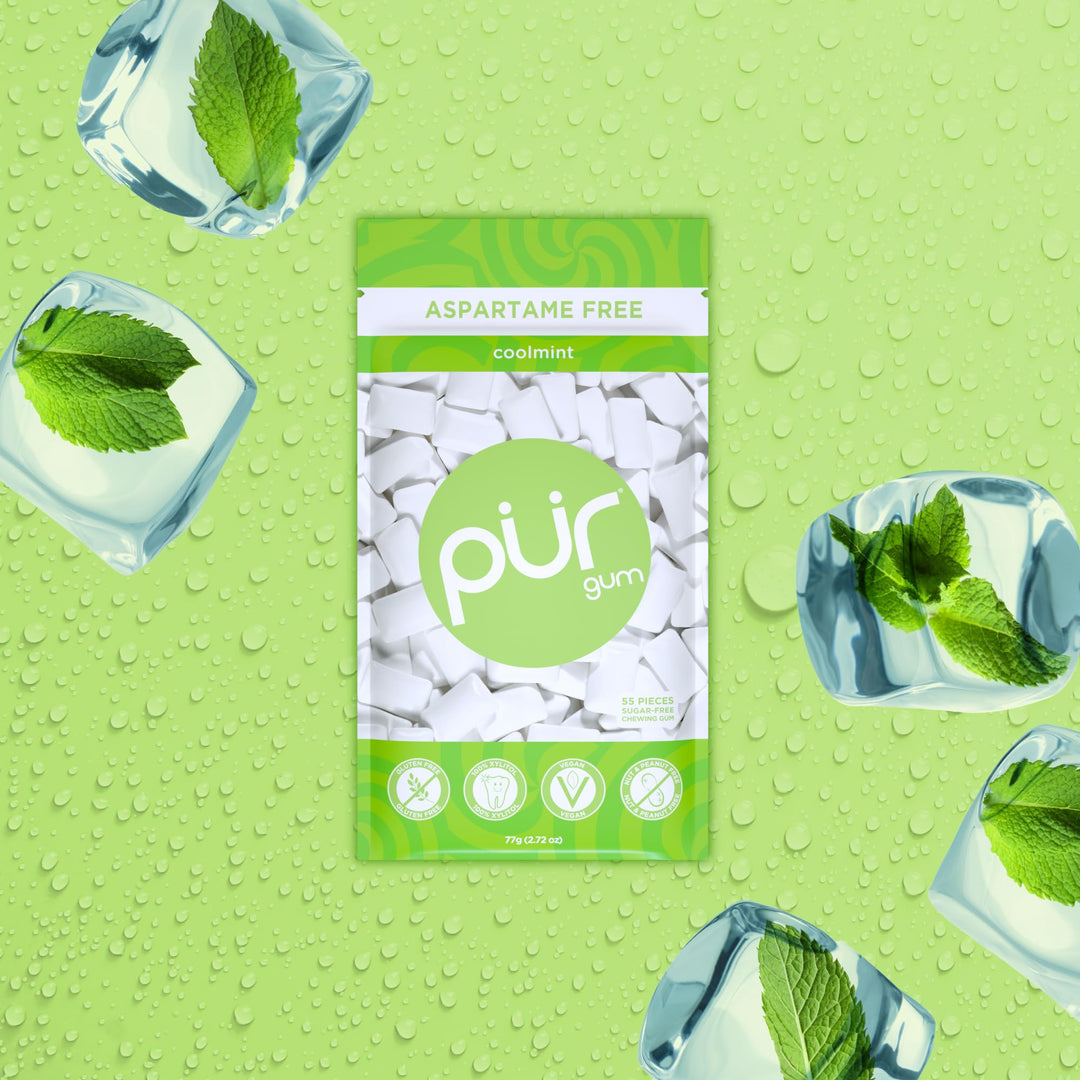 PUR Gum - Natural Coolmint Sugar-Free Chewing Gum (55 Pieces, Pack of 3)