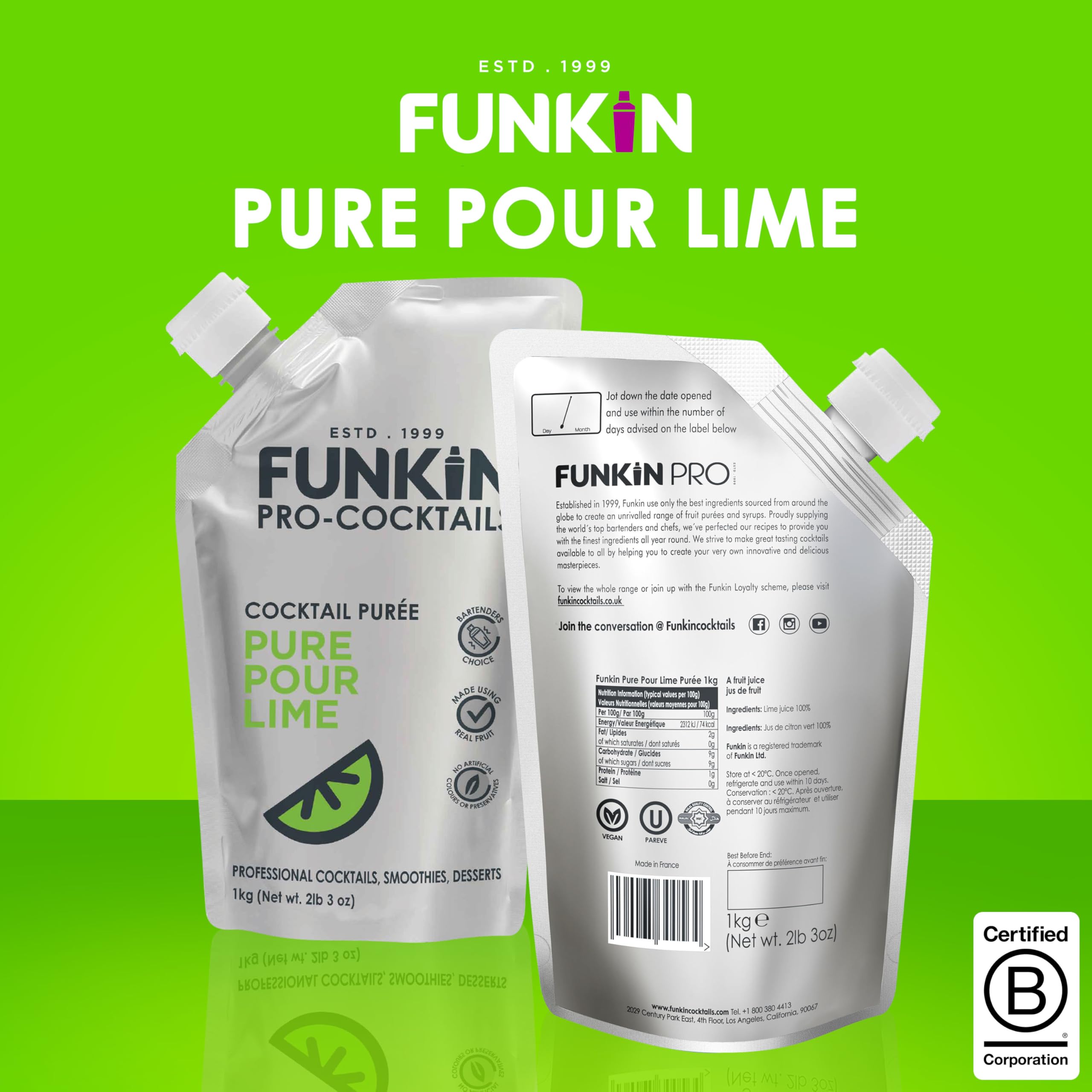 Funkin Pro Pure Lime Juice for Cocktails, Cooking & Baking, Real Fruit Juice 8