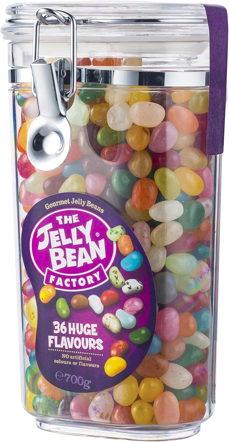 The Jelly Bean Factory 36 Huge Flavours, 700g Jar - Gourmet Jelly Beans Gift