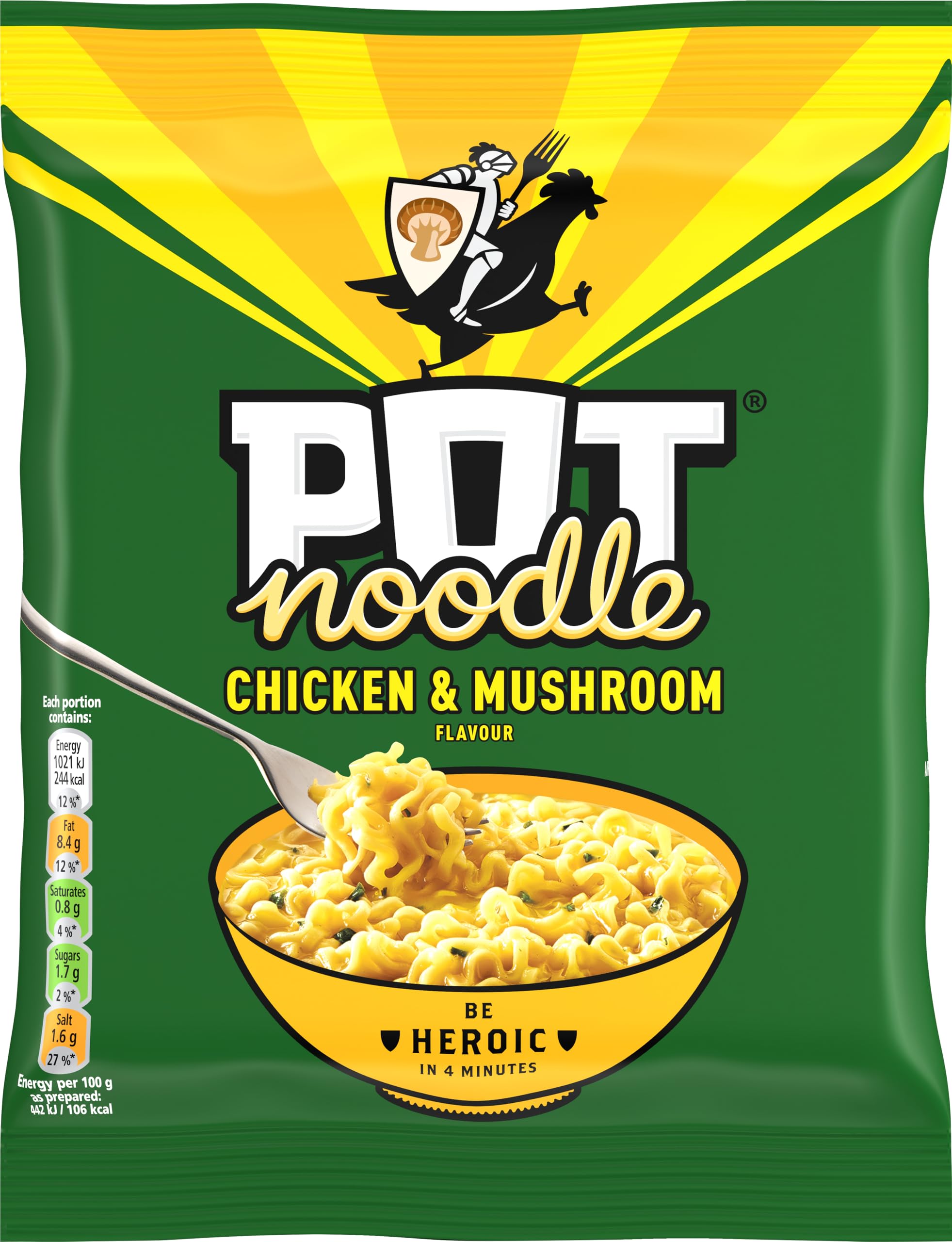 Pot Noodle Chicken & Mushroom Instant Noodles Block with Sauce and Seasoning | 2 Servings