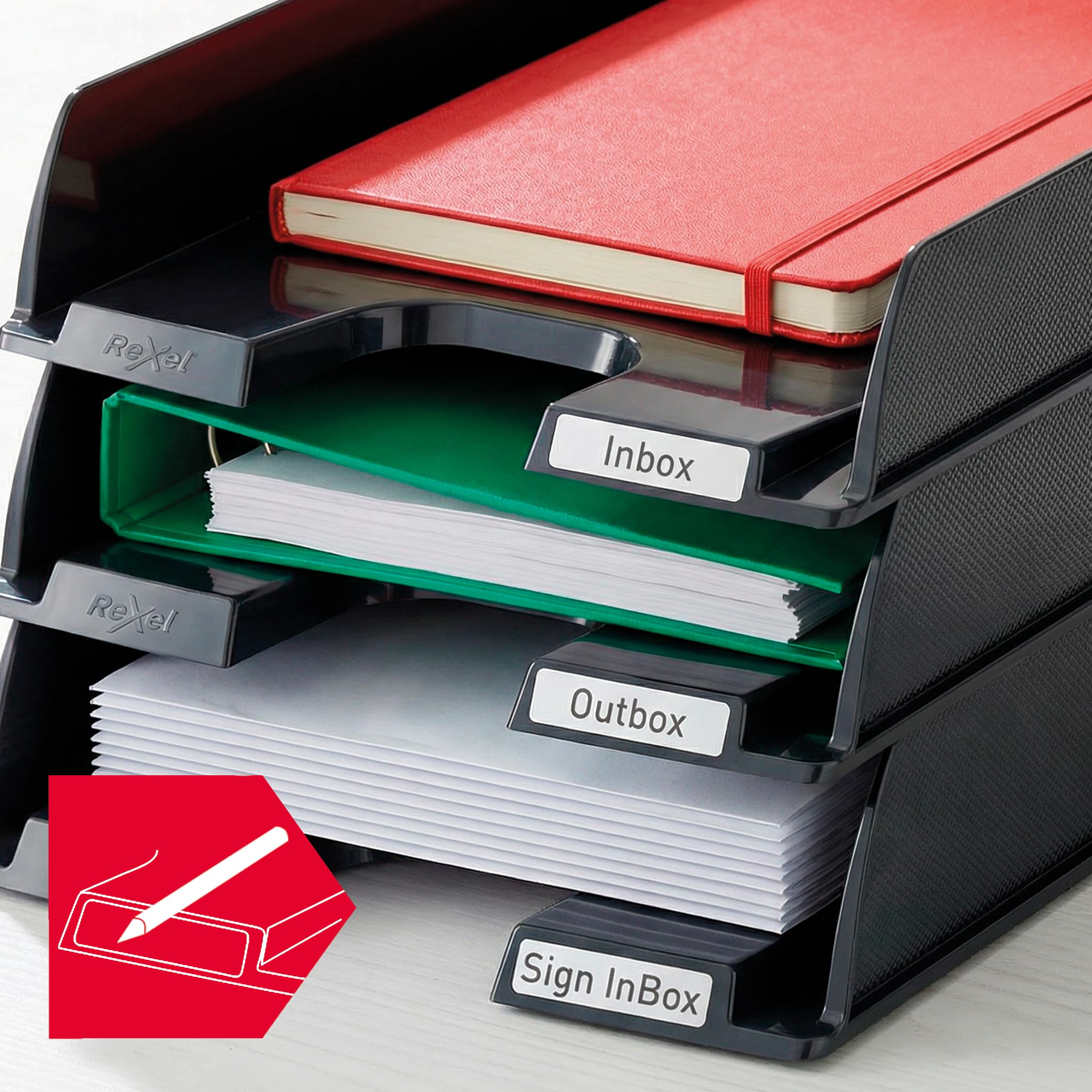 Rexel Choices A4 Letter Tray - Stackable Document Organiser, Black, 4 Pack 7