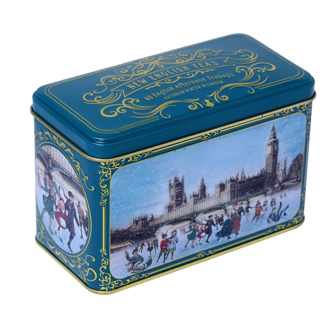 New English Teas Victorian Skaters Christmas Tea Tin - Afternoon Tea Blend, 80g (40 Tea Bags)