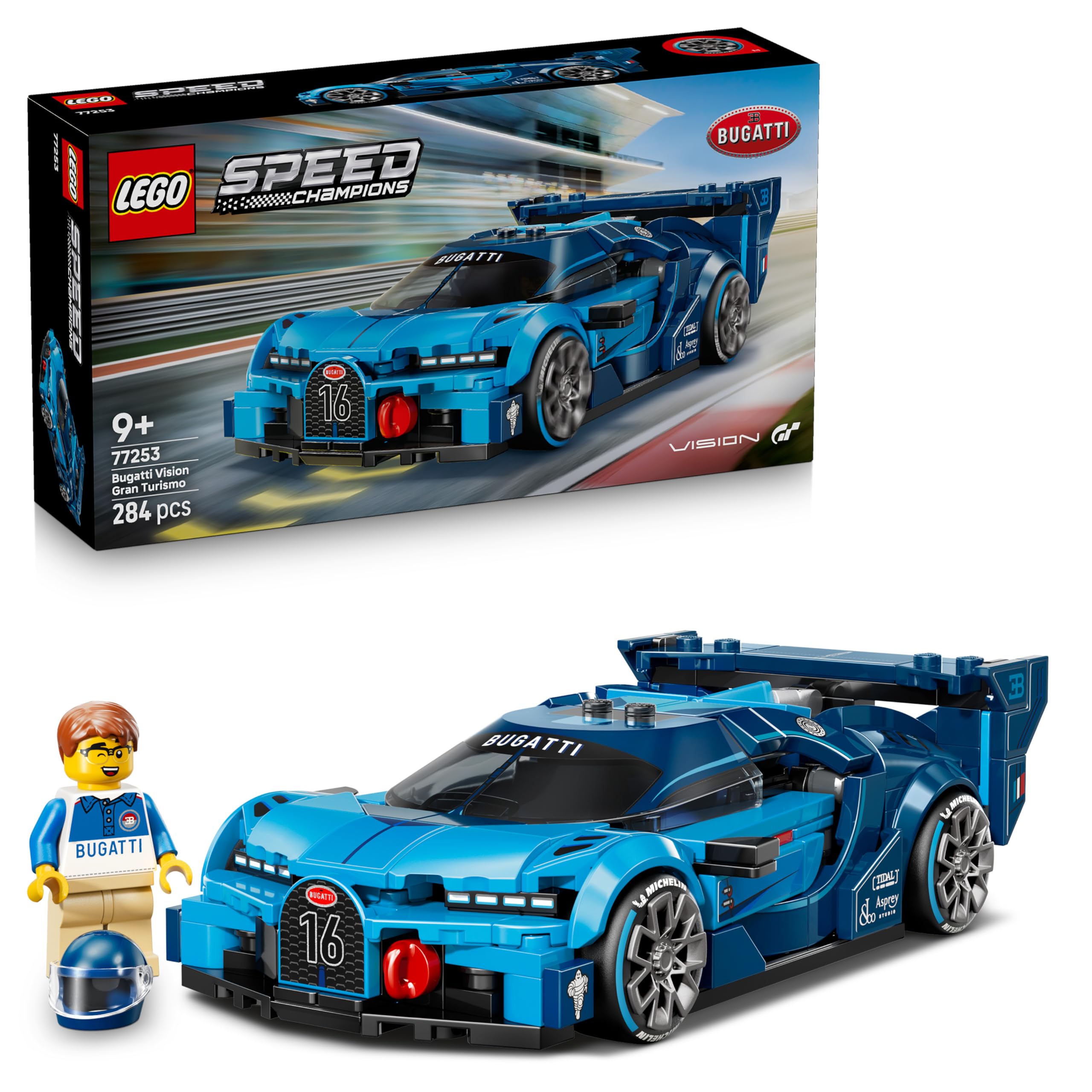 LEGO Speed Champions Bugatti Vision GT Hyper Sports Car Model Kit Toy | 284 Pieces | Ages 9+