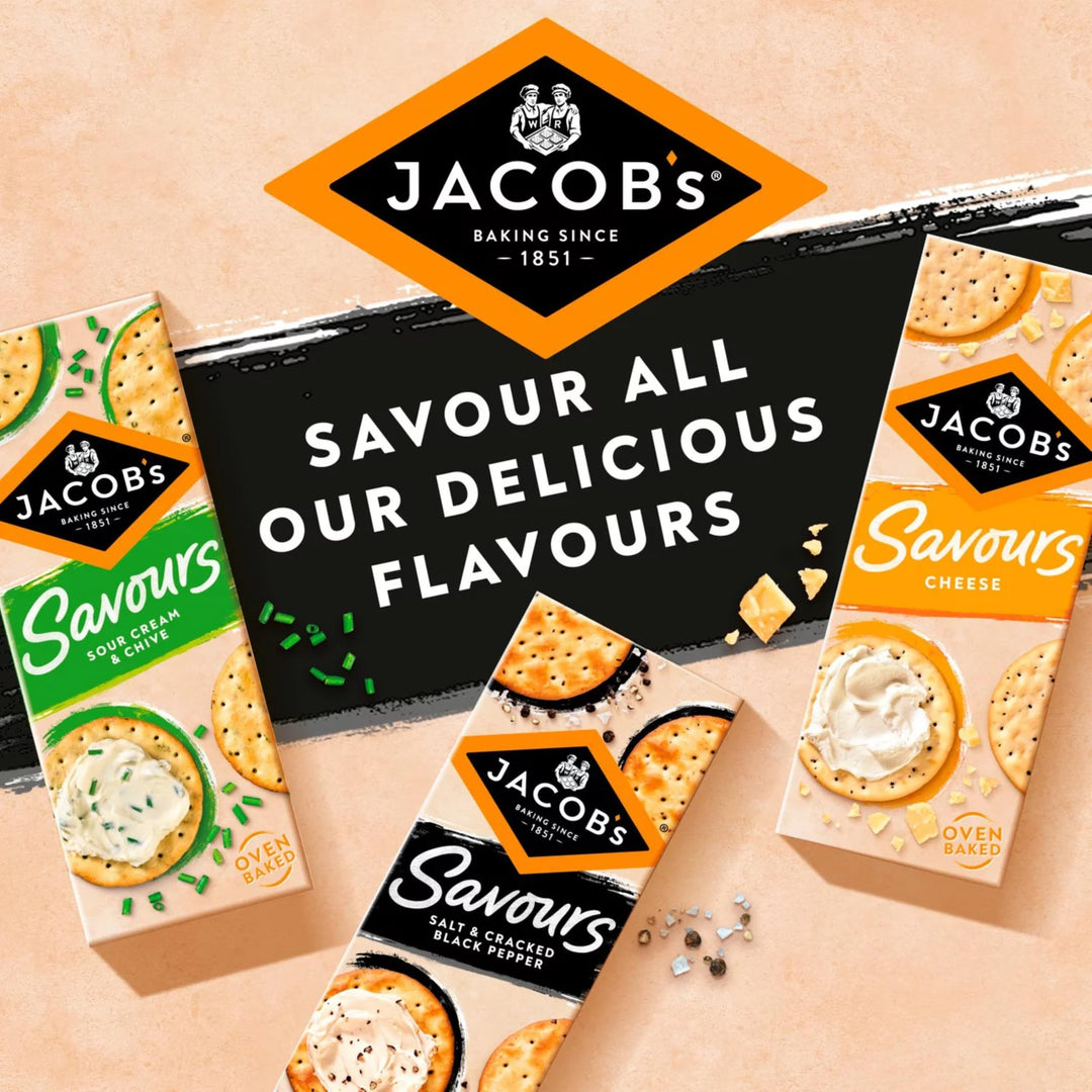 Jacob's Savours Bakes Salt and Cracked Black Pepper Crackers, 200g