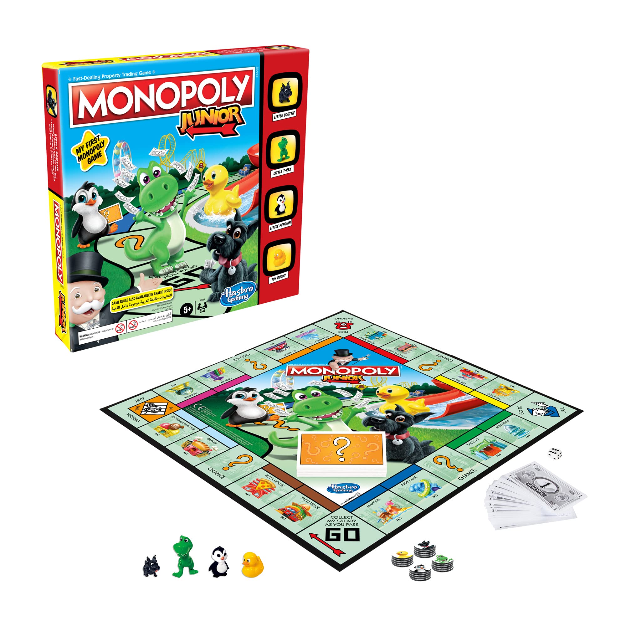 Monopoly Junior Board Game - Fast & Simple Gameplay for Kids Ages 5+ | 2-4 Players