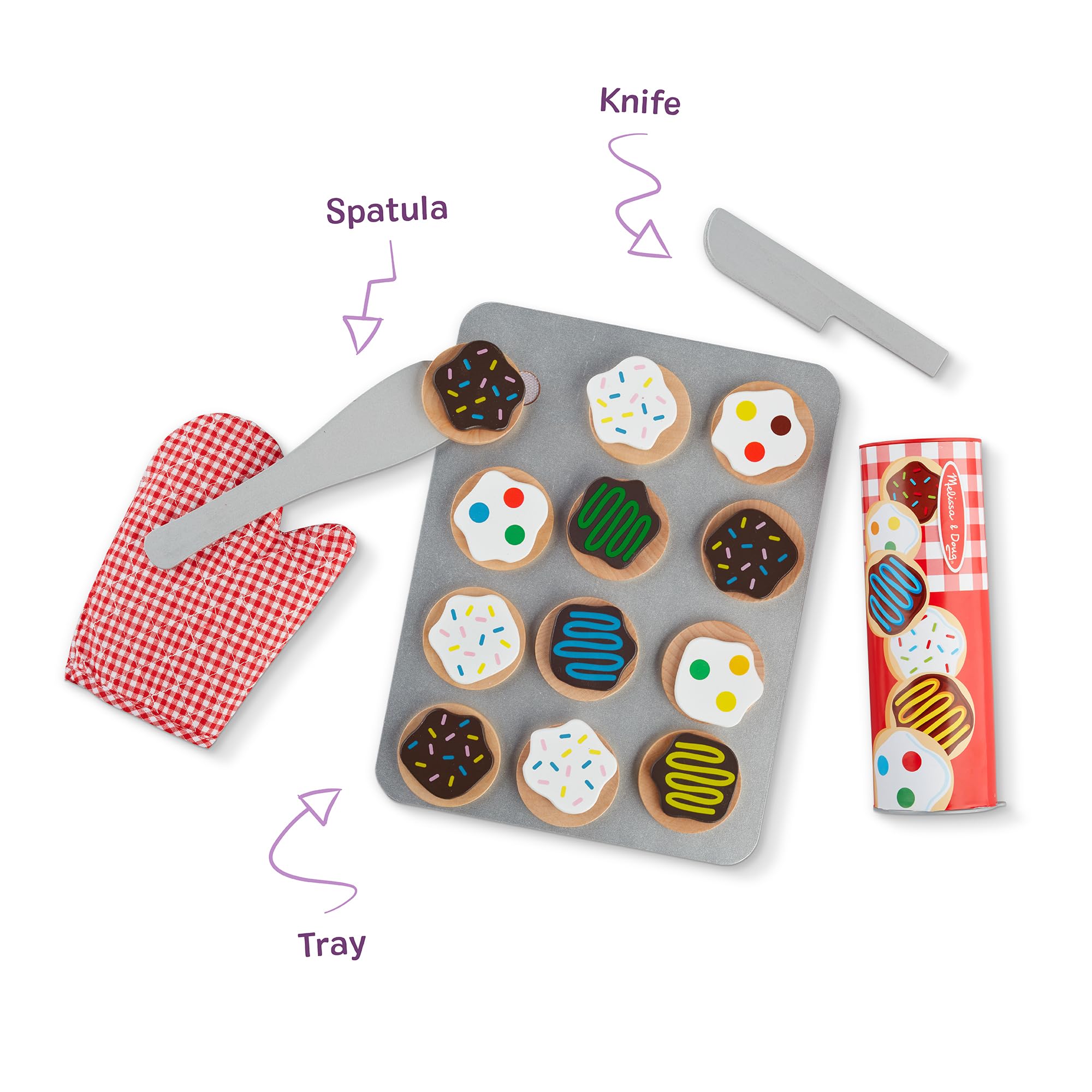 Melissa & Doug Slice and Bake Wooden Cookie Play Food Set | Ages 3-5 | Includes 12 Cookies 6