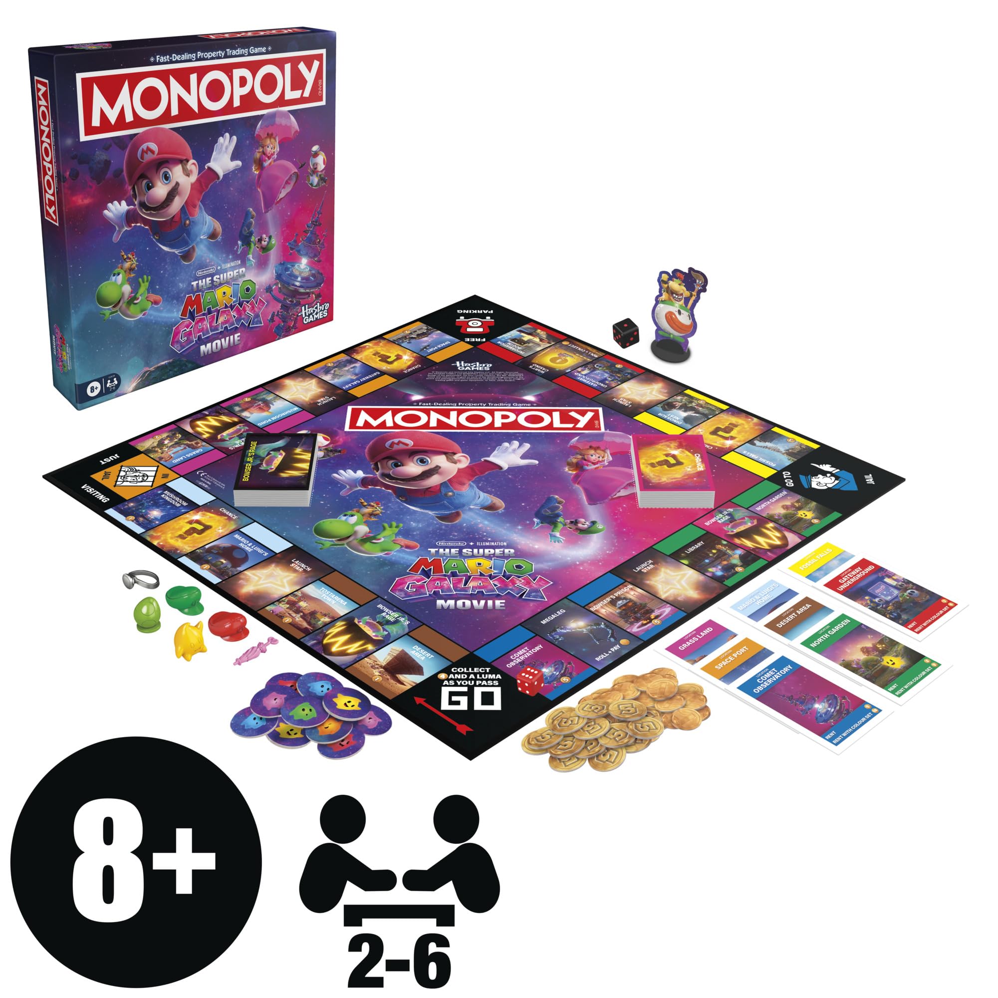 Monopoly: The Super Mario Galaxy Movie Edition Board Game - Family Fun for Ages 8+ | 2-6 Players